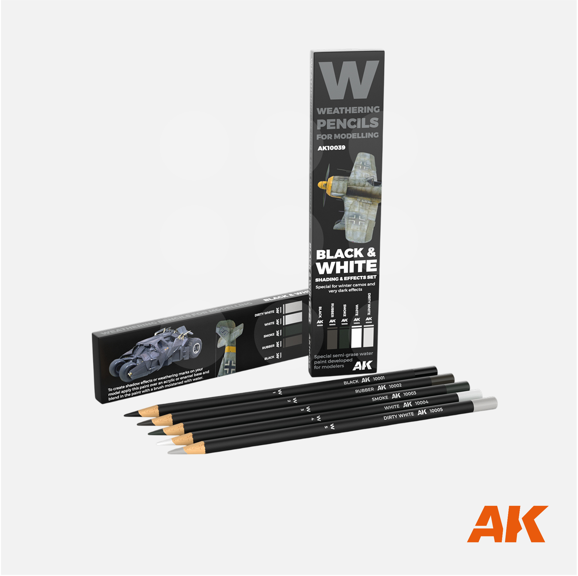 AK Interactive - Weathering Pencils Set - Black & White - AK10039 - Gothaforce