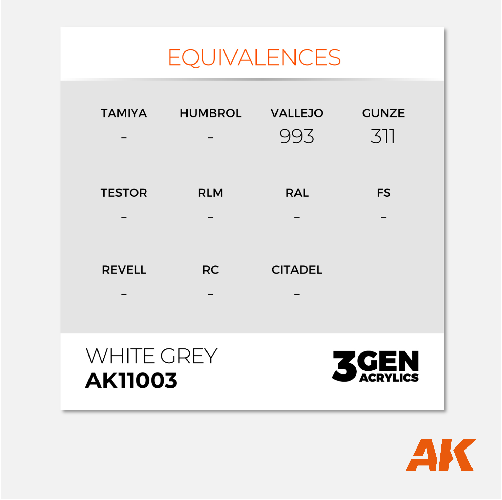 AK Interactive - 3Gen Acrylics Paint - White Grey - AK11003 - Gothaforce