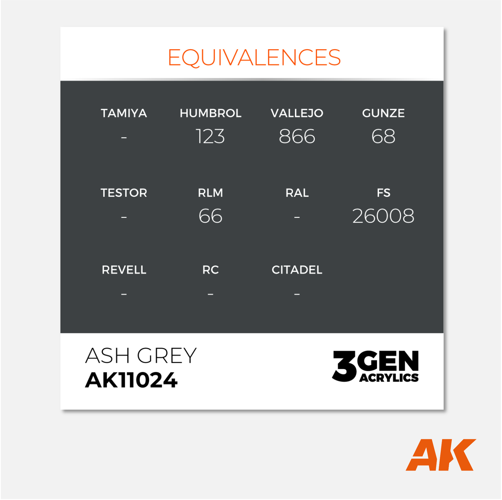 AK Interactive - 3Gen Acrylics Paint - Ash Grey - AK11024 - Gothaforce
