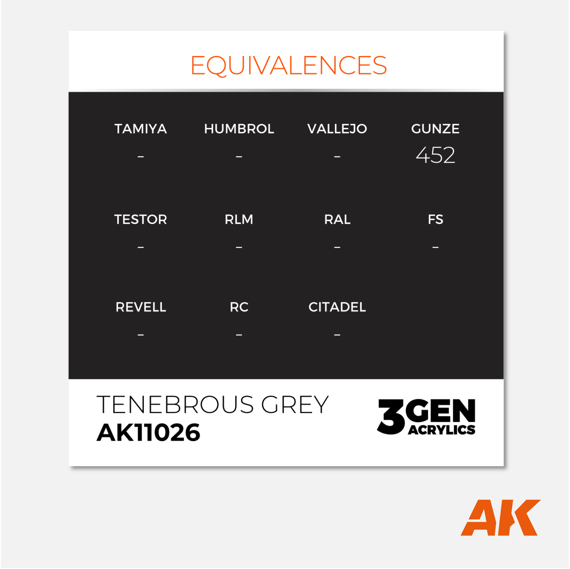 AK Interactive - 3Gen Acrylics Paint - Tenebrous Grey - AK11026 - Gothaforce