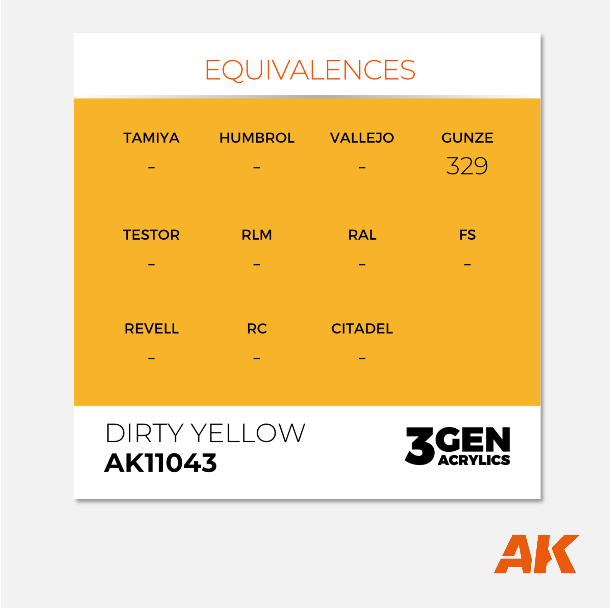 AK Interactive - 3Gen Acrylics Paint - Dirty Yellow - AK11043 - Gothaforce