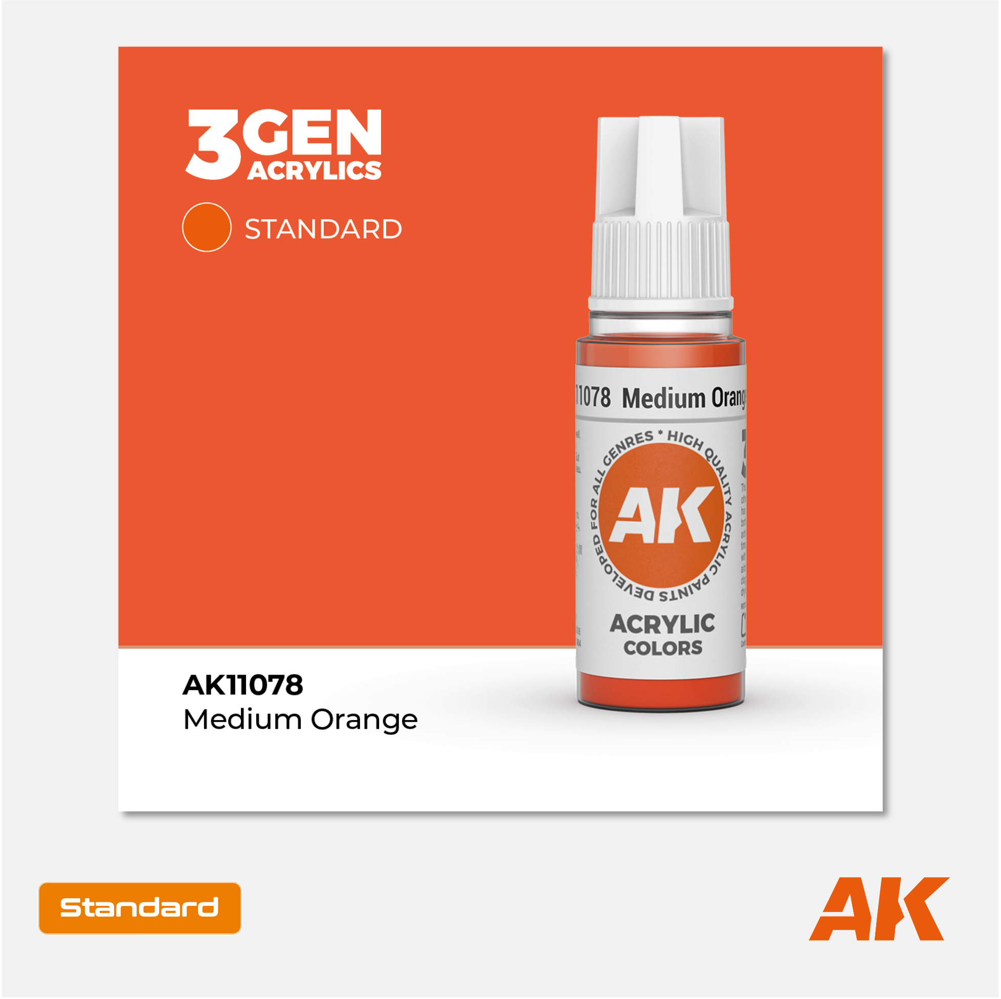 AK Interactive - 3Gen Acrylics Paint - Medium Orange - AK11078 - Gothaforce