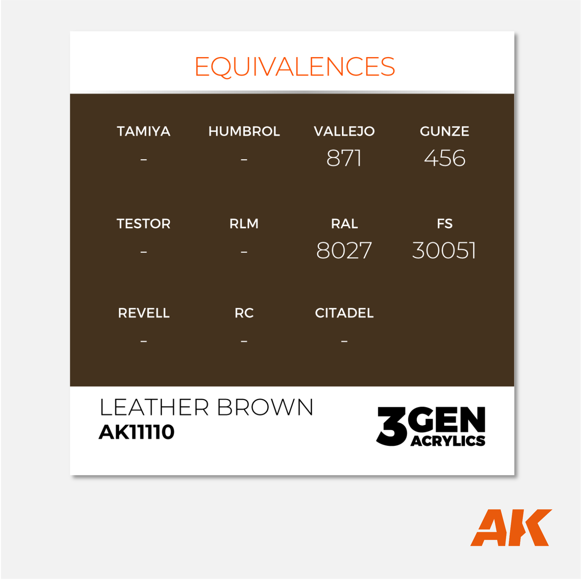 AK Interactive - 3Gen Acrylics Paint - Leather Brown - AK11100 - Gothaforce