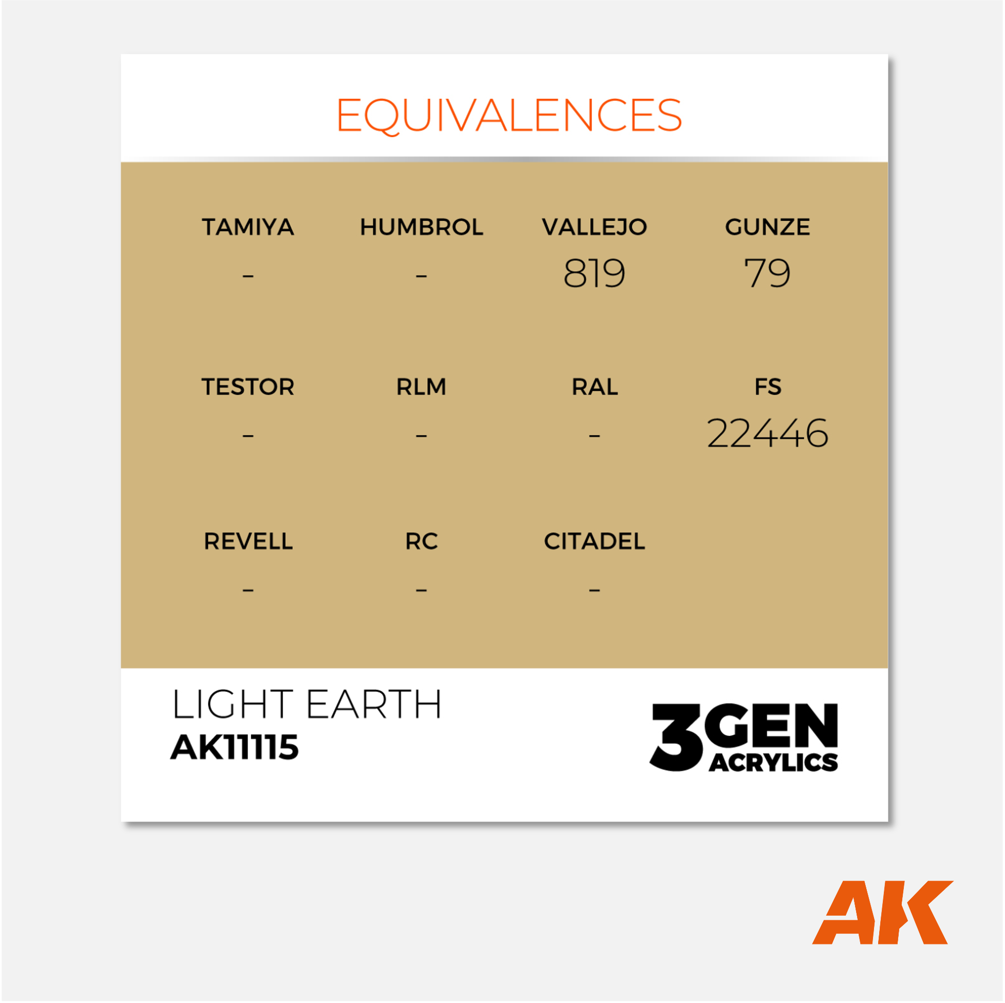 AK Interactive - 3Gen Acrylics Paint - Light Earth - AK11115 - Gothaforce