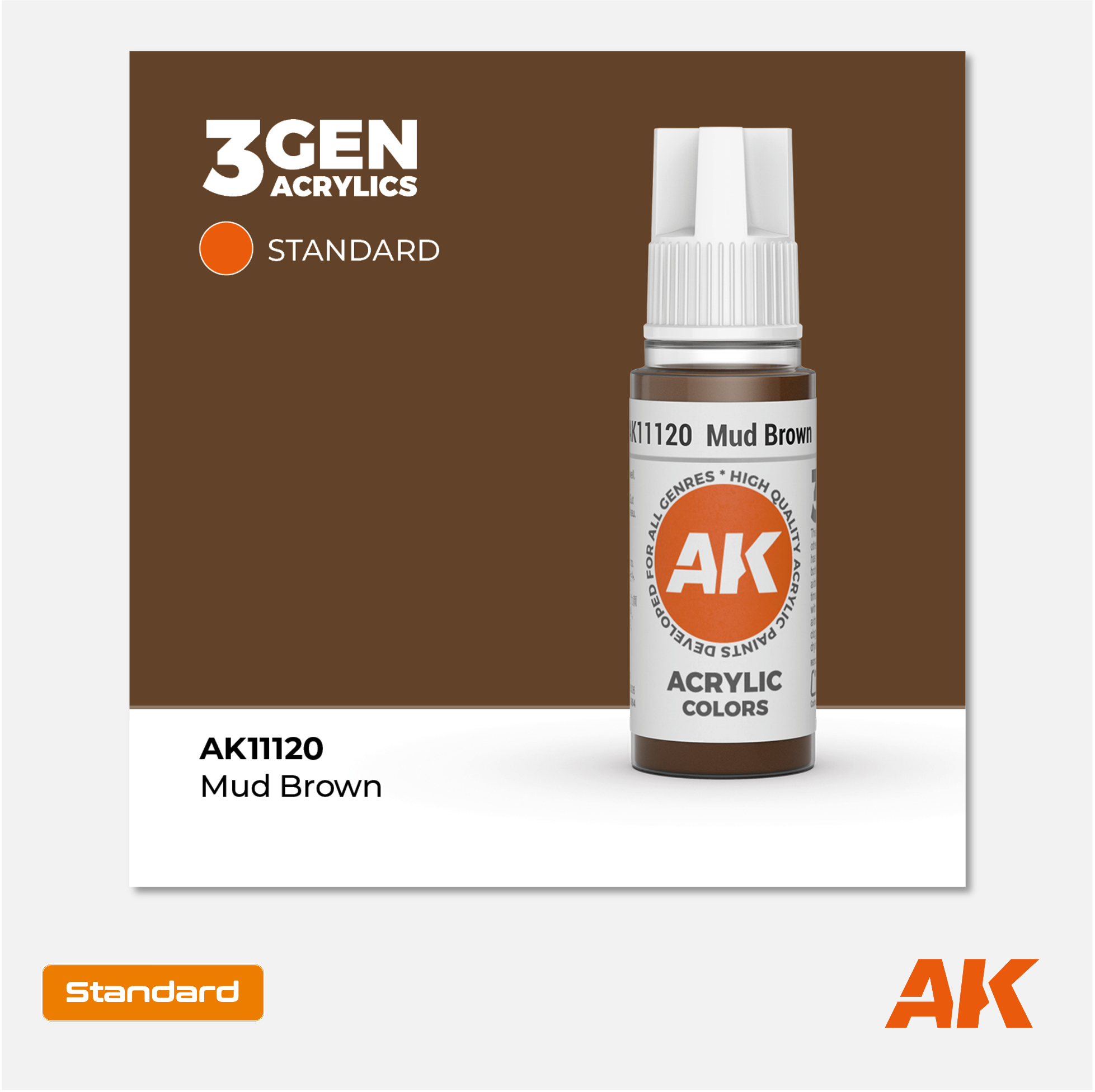 AK Interactive - 3Gen Acrylics Paint - Mud Brown - AK11120 - Gothaforce