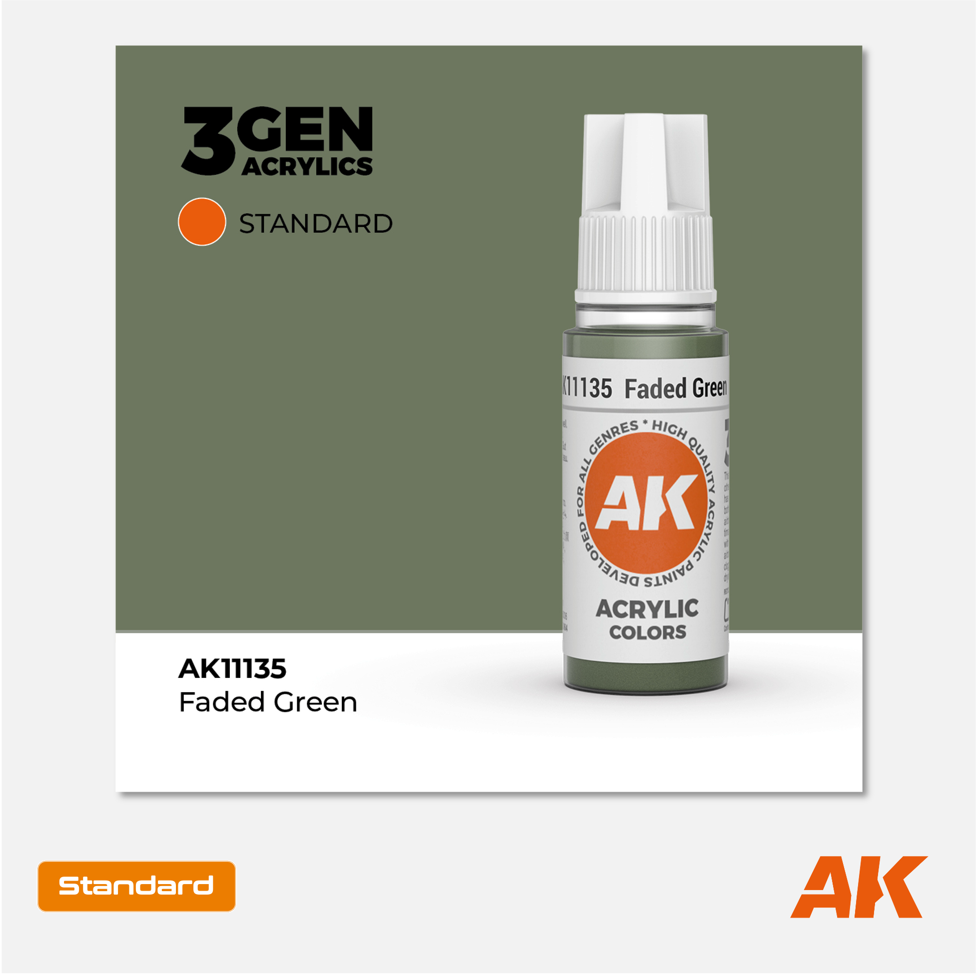 AK Interactive - 3Gen Acrylics Paint - Faded Green - AK11135 - Gothaforce