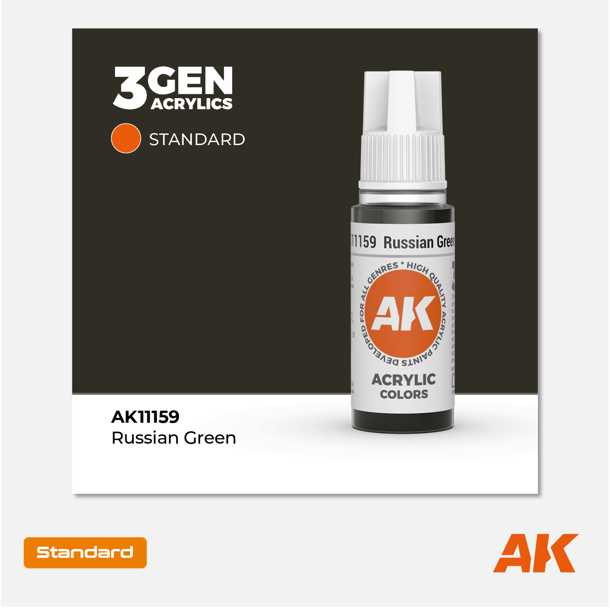 AK Interactive - 3Gen Acrylics Paint - Russian Green - AK11159 - Gothaforce
