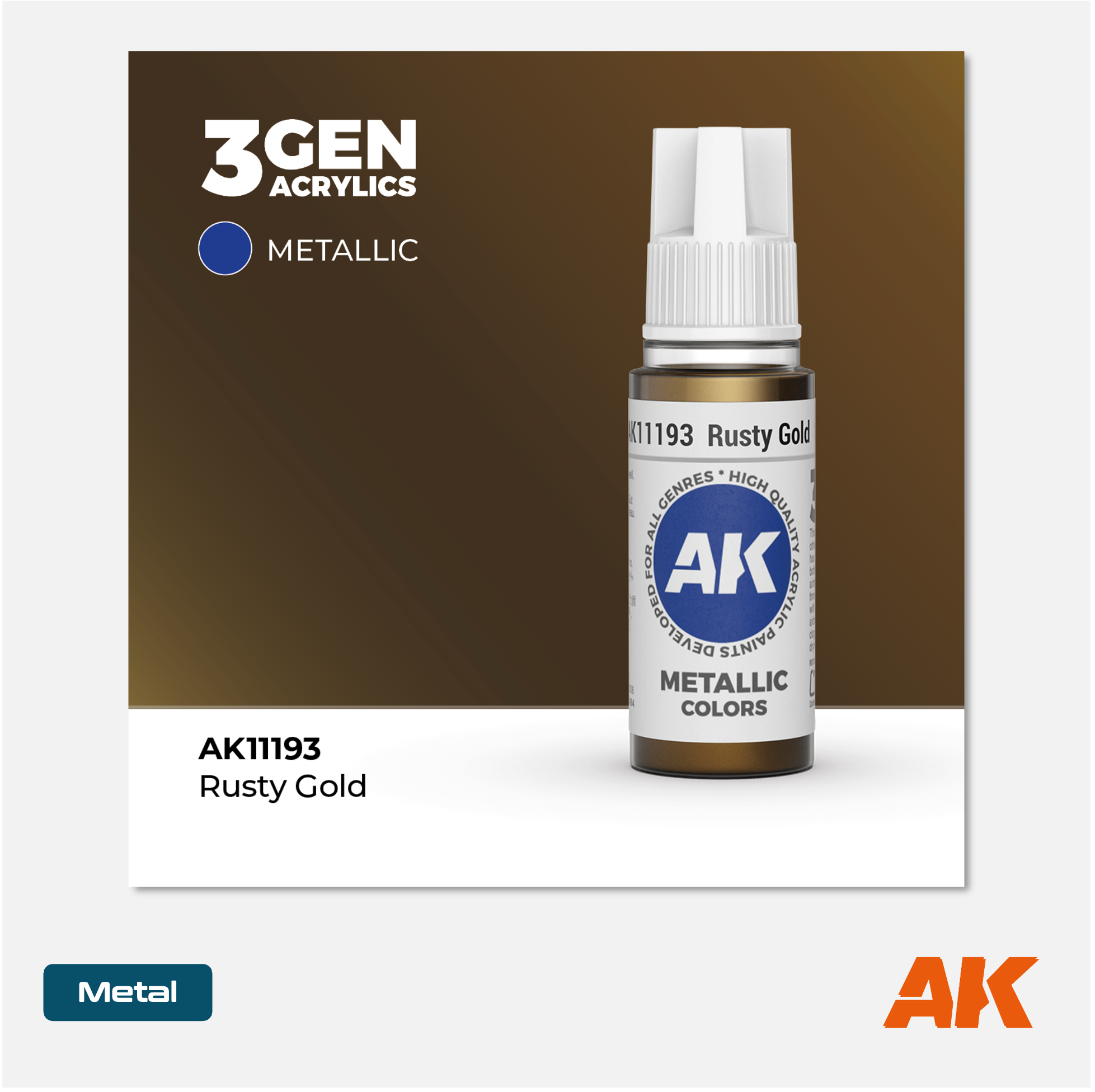 AK Interactive - 3Gen Acrylics Paint - Rusty Gold - AK11193 - Gothaforce