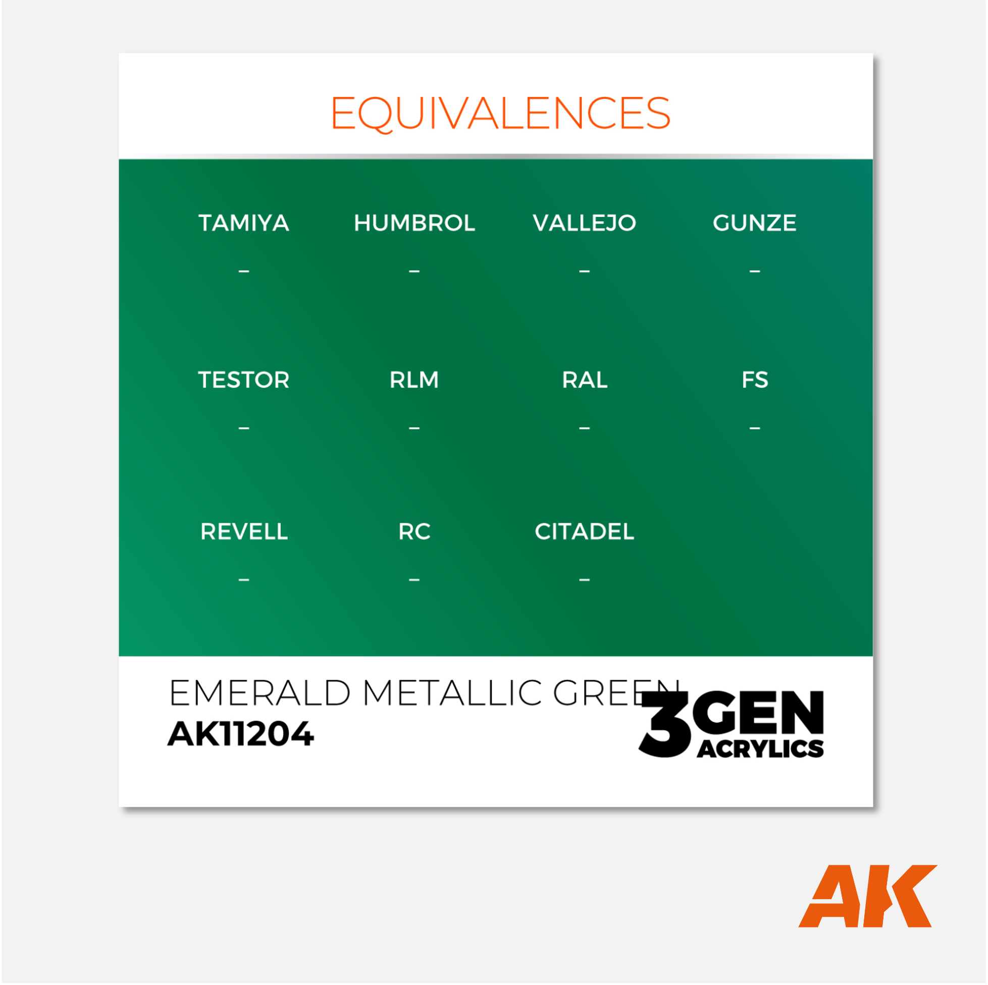 AK Interactive - 3Gen Acrylics Paint - Emerald Metallic Green - AK11204 - Gothaforce
