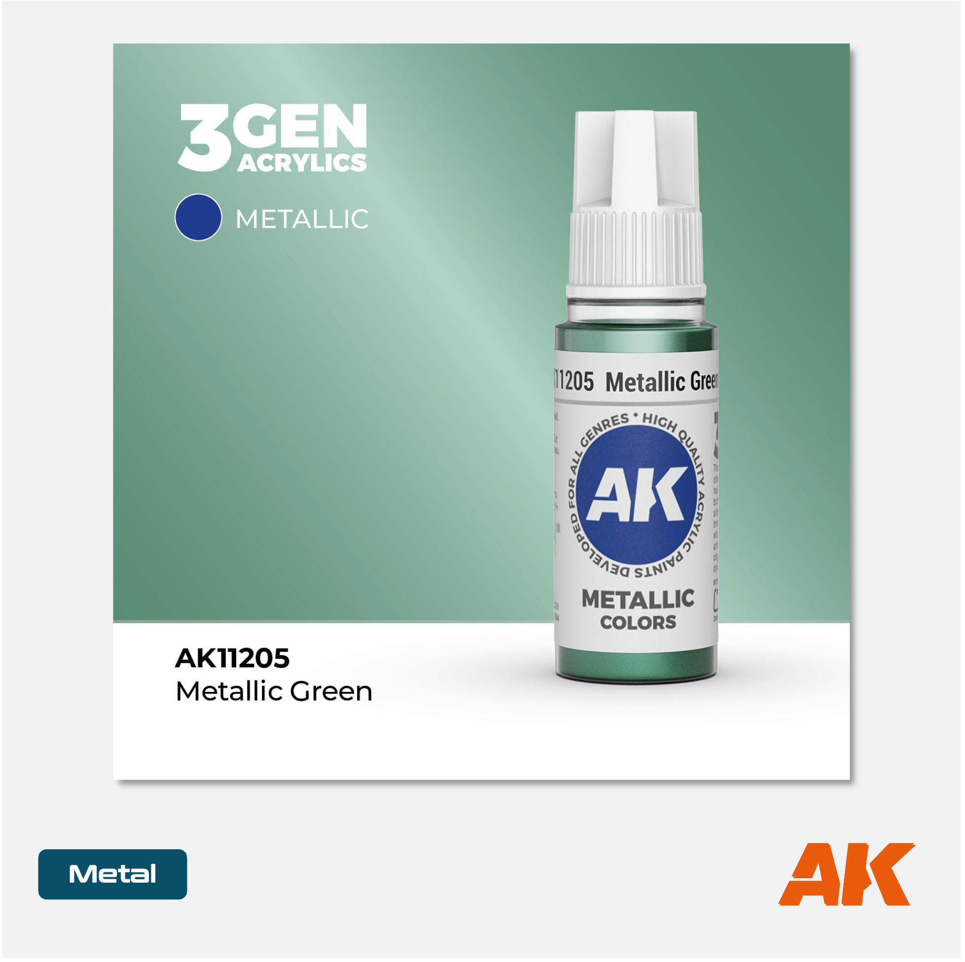 AK Interactive - 3Gen Acrylics Paint - Metallic Green - AK11205 - Gothaforce