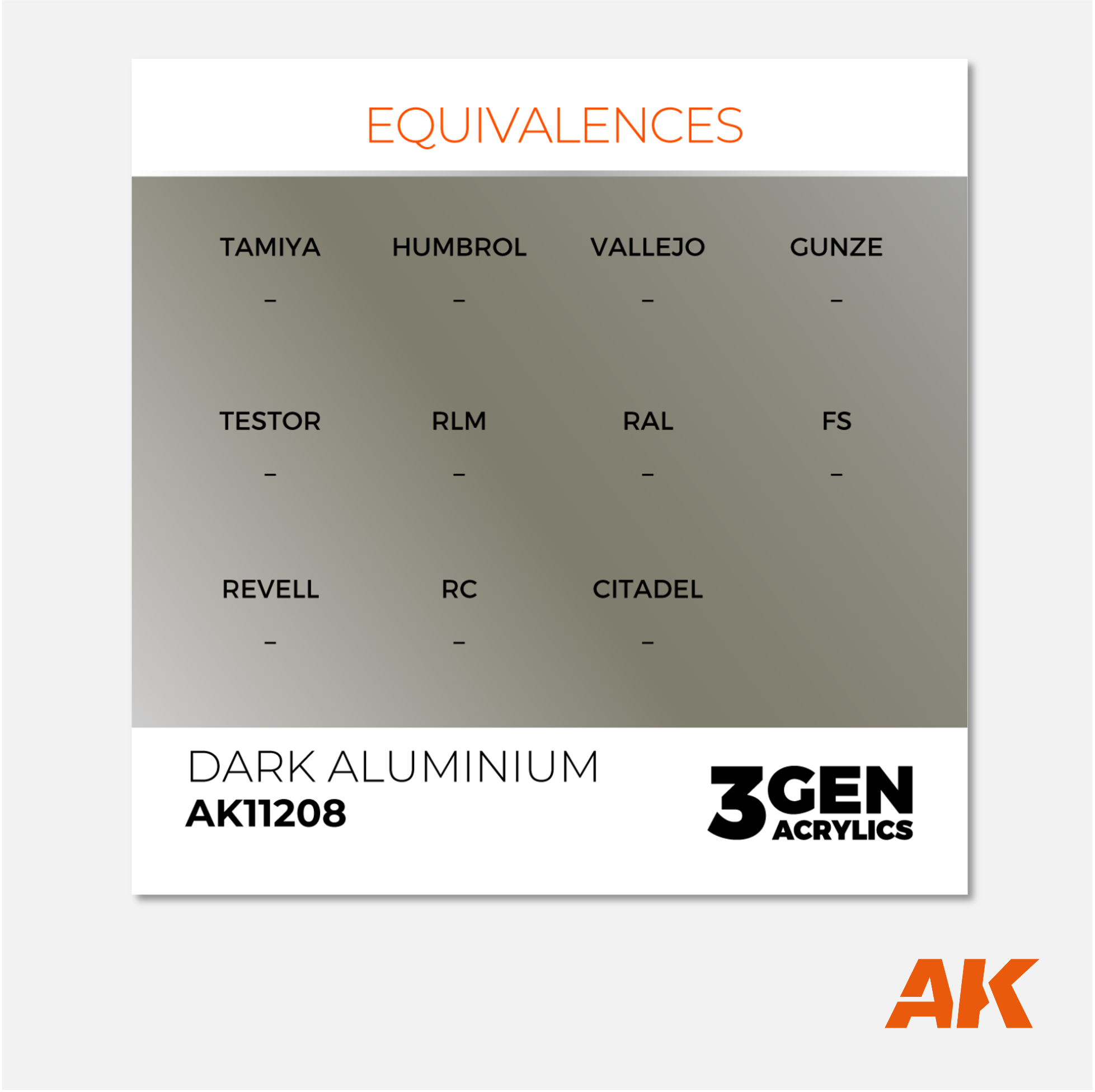 AK Interactive - 3Gen Acrylics Paint - Dark Aluminium - AK11208 - Gothaforce