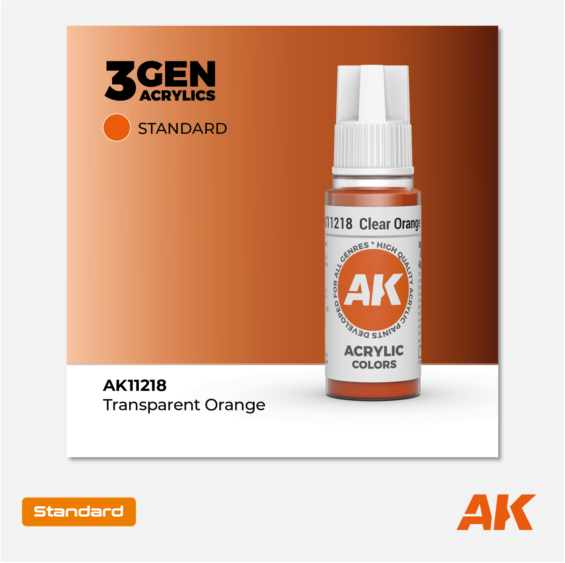 AK Interactive - 3Gen Acrylics Paint - Clear Orange - AK11218 - Gothaforce
