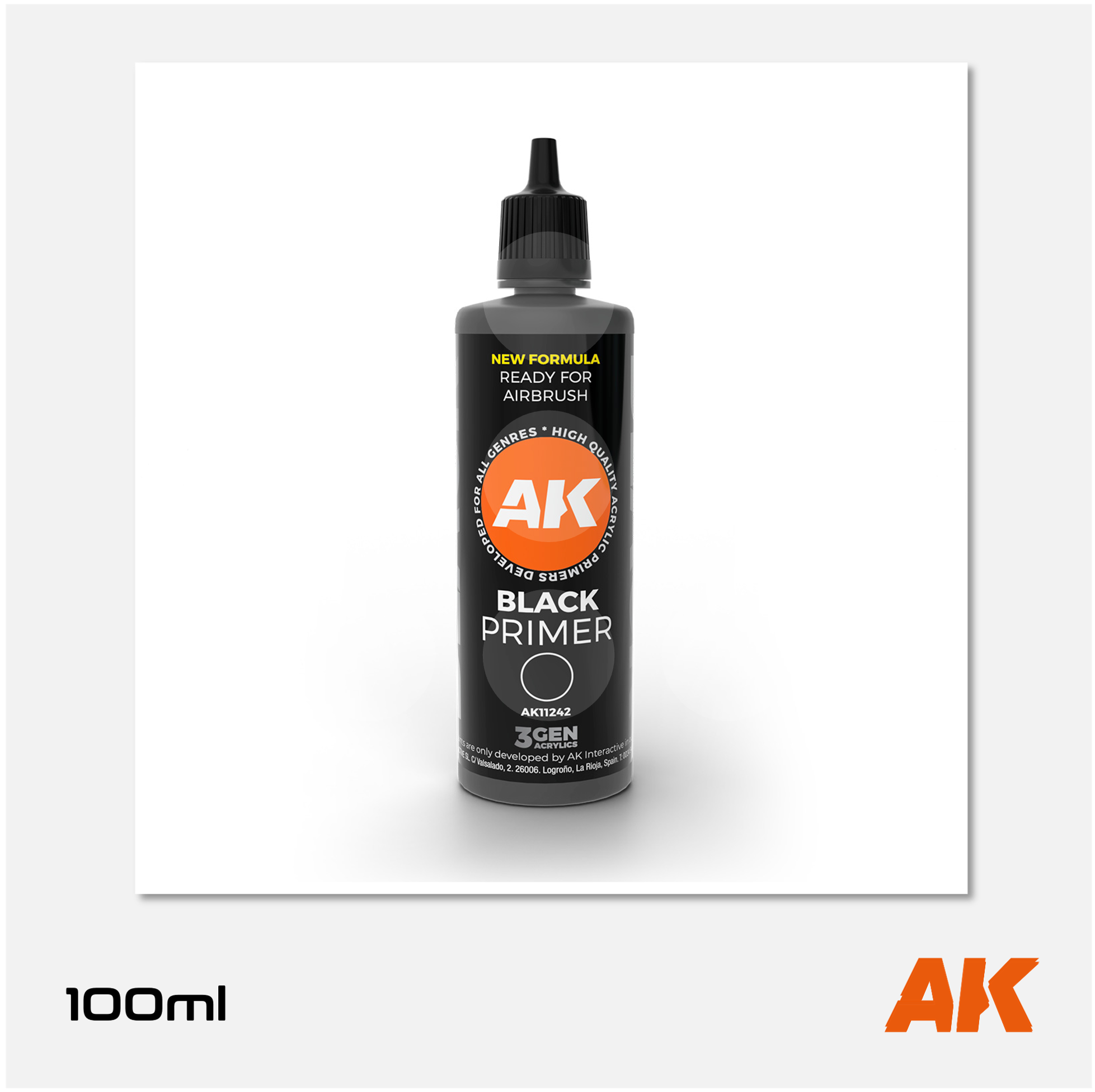 AK 3Gen Acrylics Primer - Black (100ml)