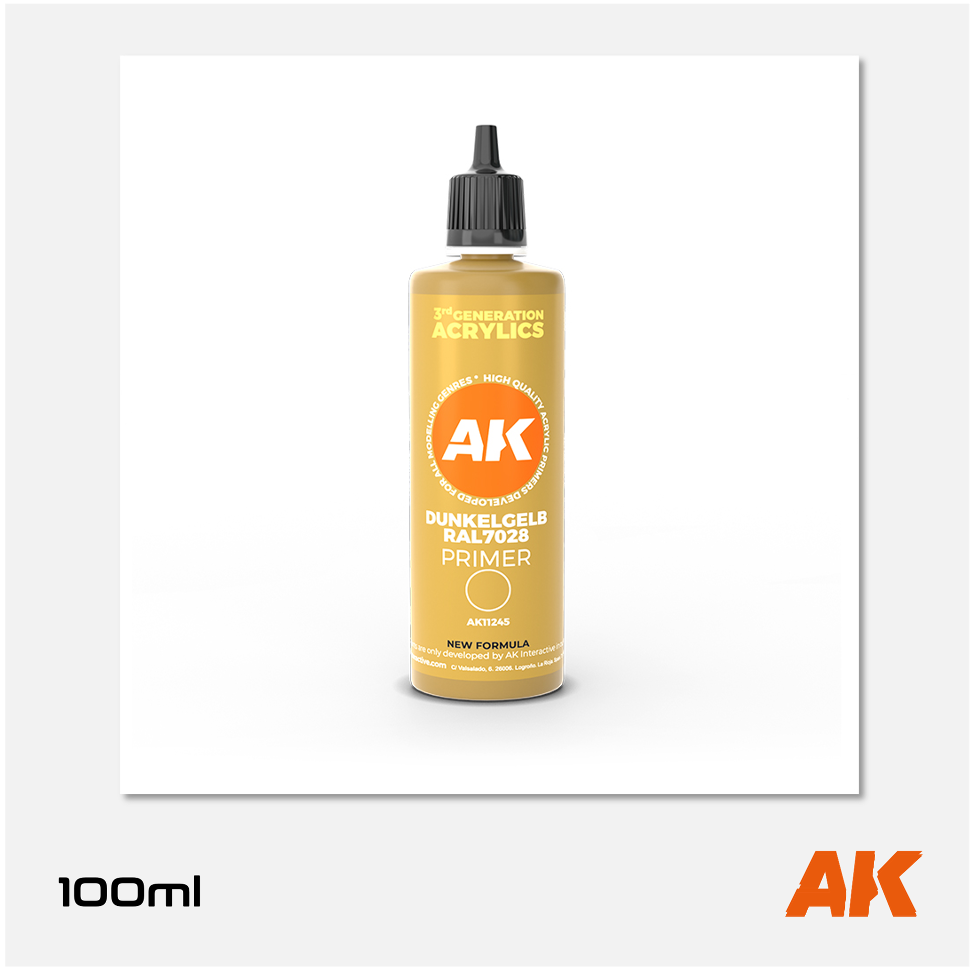 AK 3Gen Acrylics Primer - Dunkelgelb 7028 (100ml)