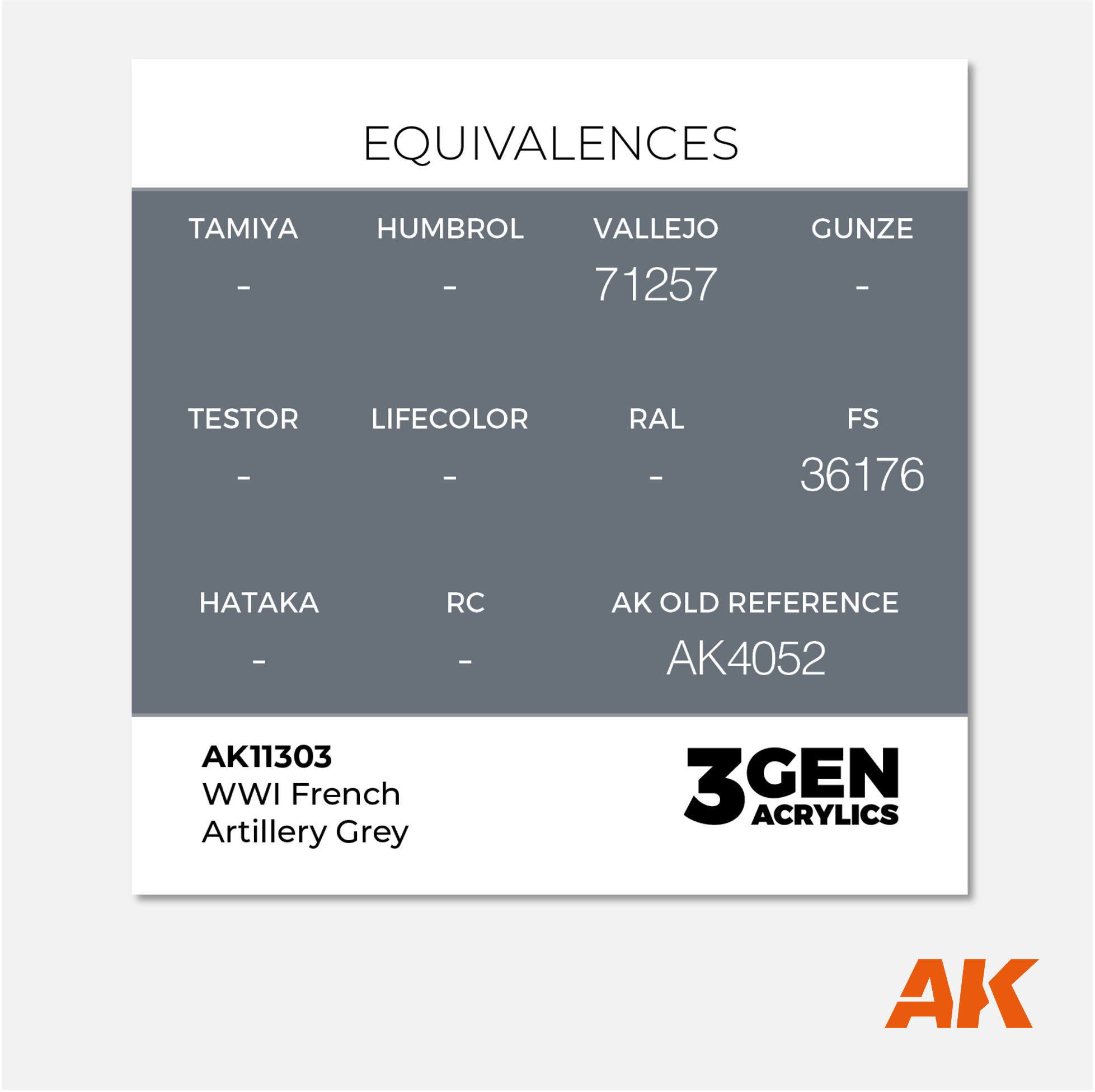 AK 3Gen Acrylics - WWI French Artillery Grey