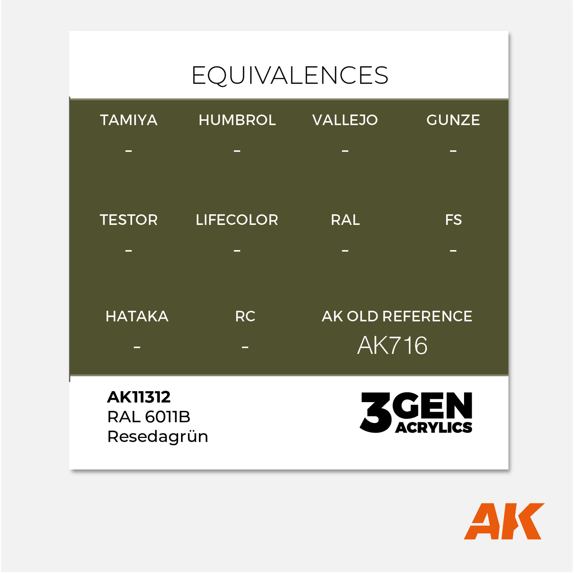 AK 3Gen Acrylics - Reseda Grün RAL 6011b
