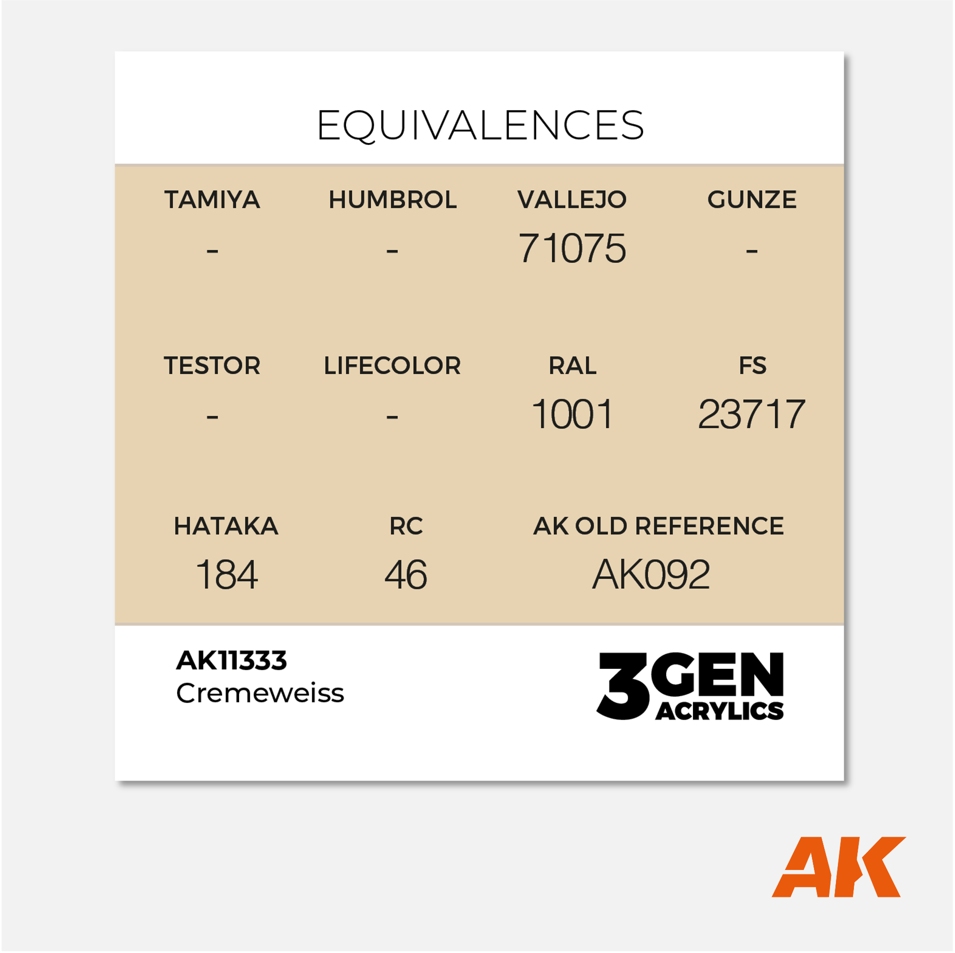 AK 3Gen Acrylics - Cremeweiss