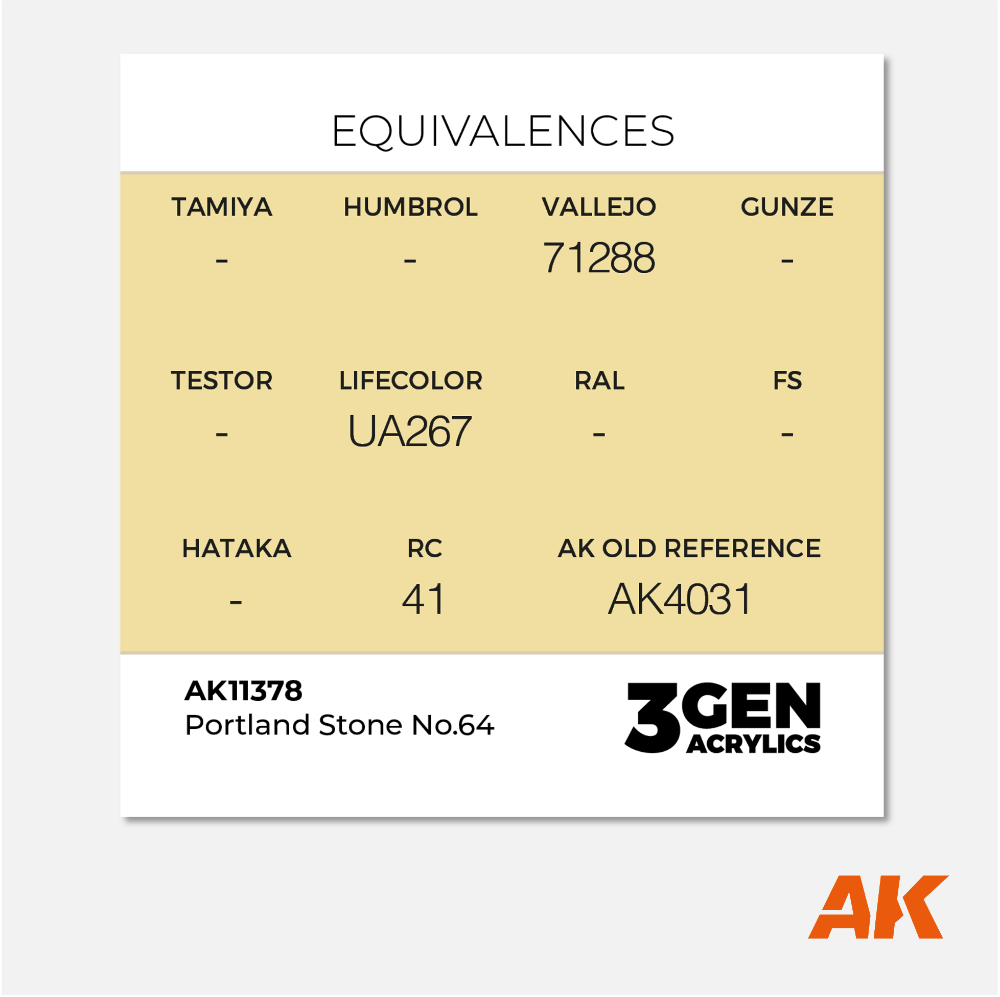 AK 3Gen Acrylics - Portland Stone N°64