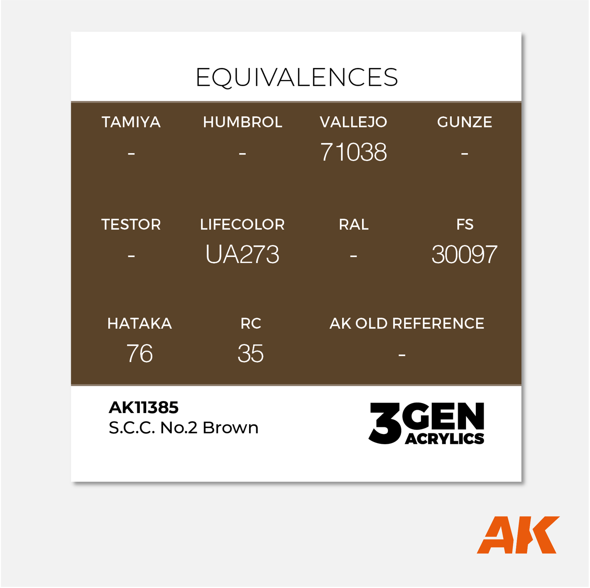 AK 3Gen Acrylics - S.C.C. N°2 Brown