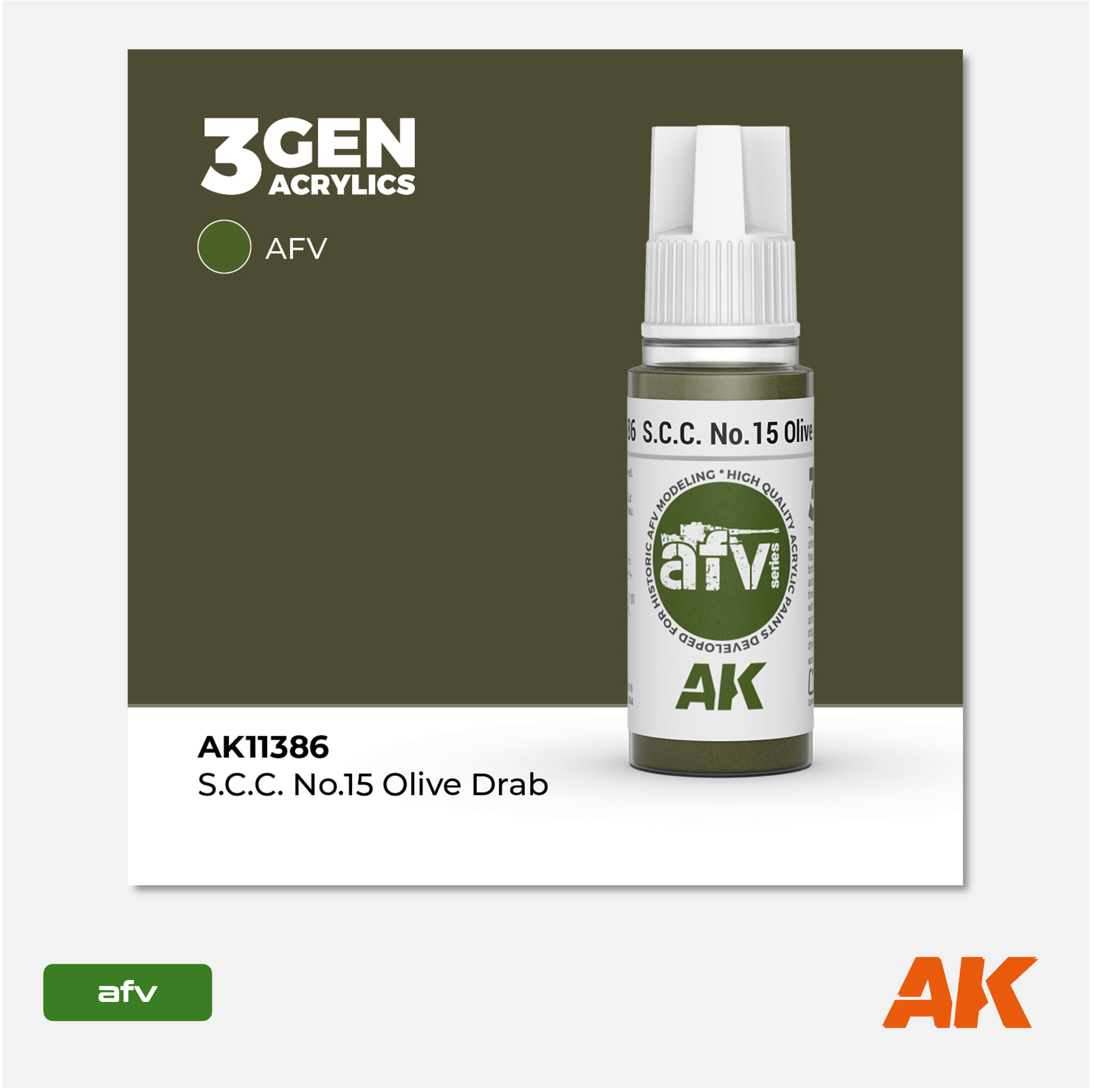 AK 3Gen Acrylics - S.C.C. N°15 Olive Drab
