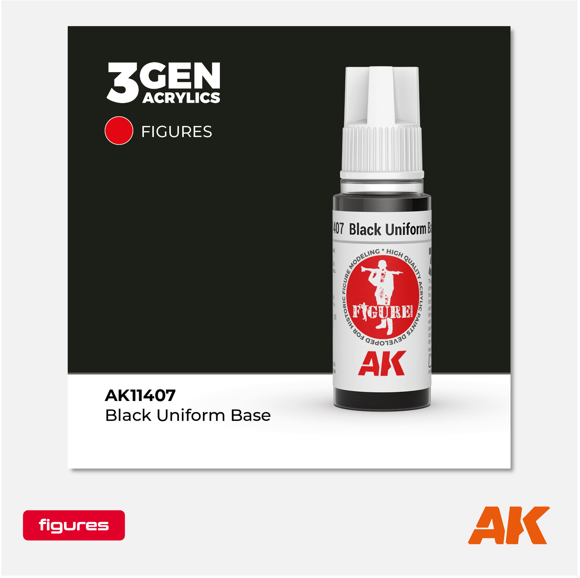 AK 3Gen Acrylics - Black Uniform Base