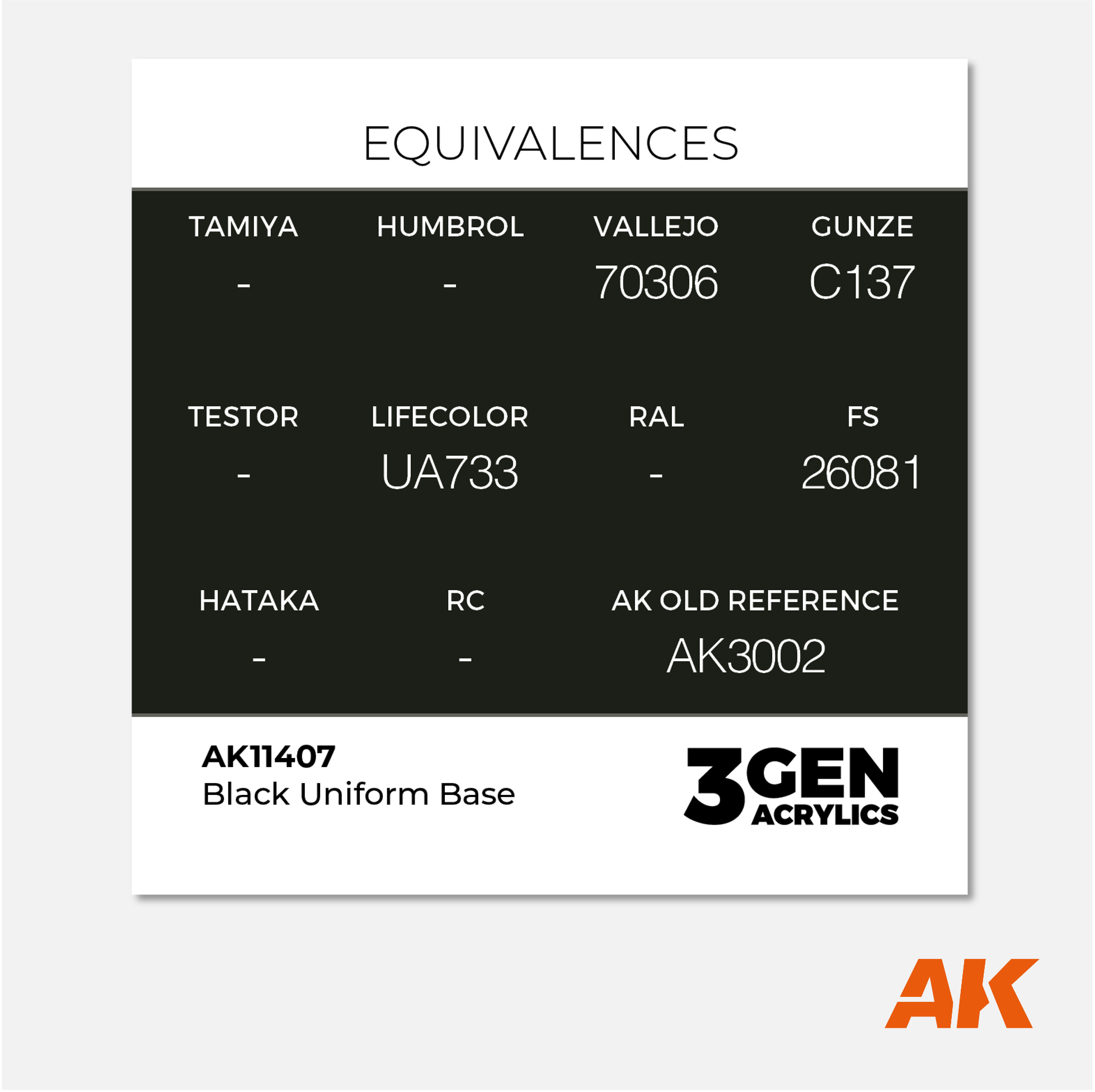 AK 3Gen Acrylics - Black Uniform Base