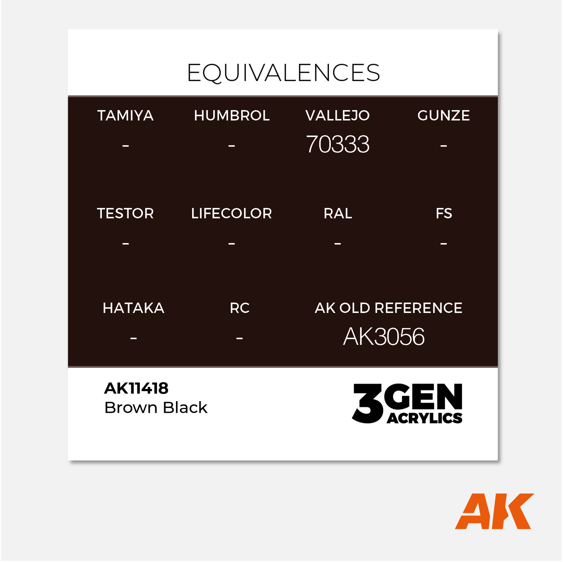 AK 3Gen Acrylics - Brown Black