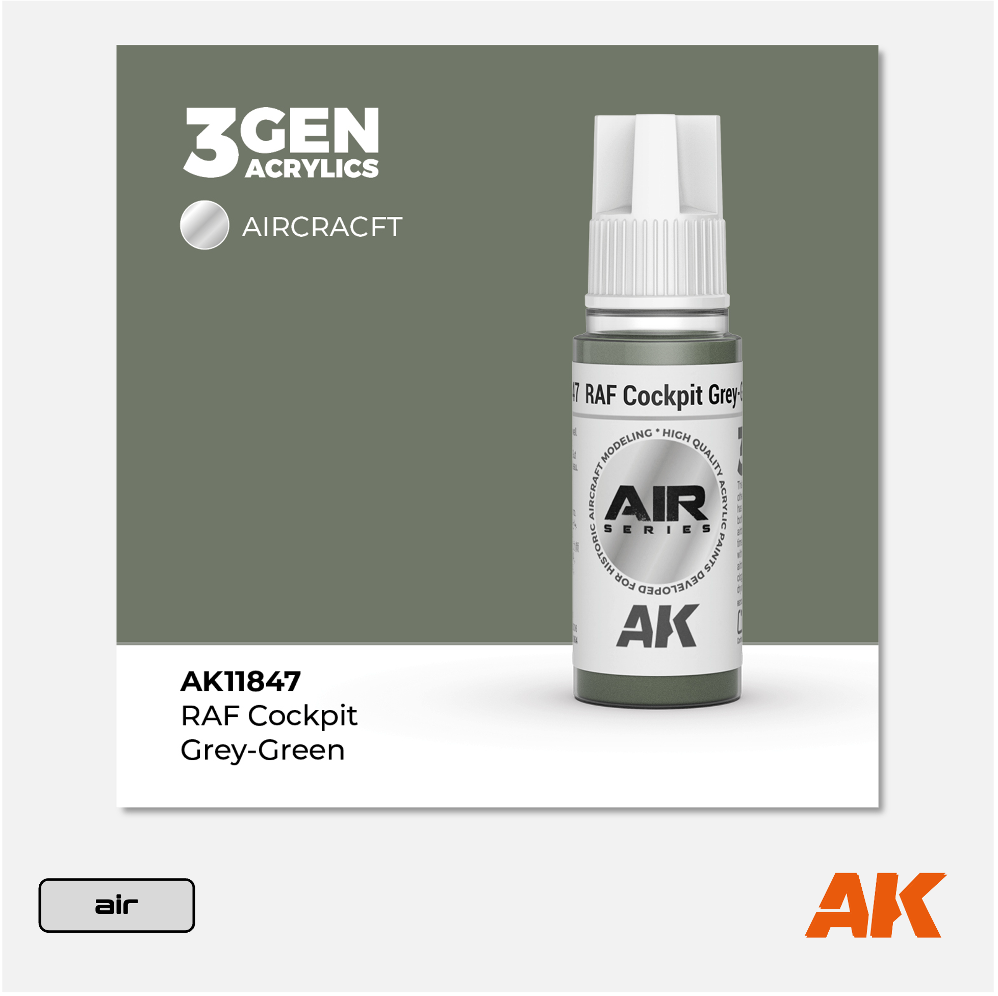 AK 3Gen Acrylics - RAF Cockpit Grey-Green