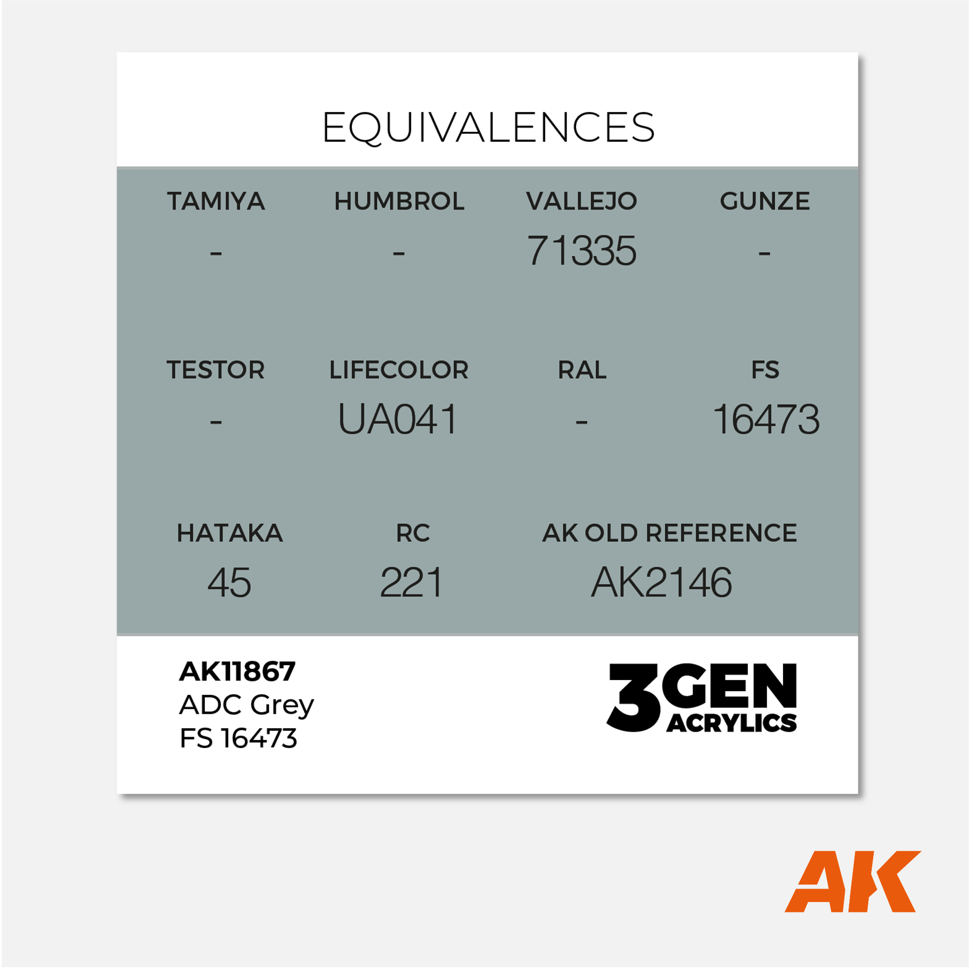 AK 3Gen Acrylics - ADC Grey FS 16473