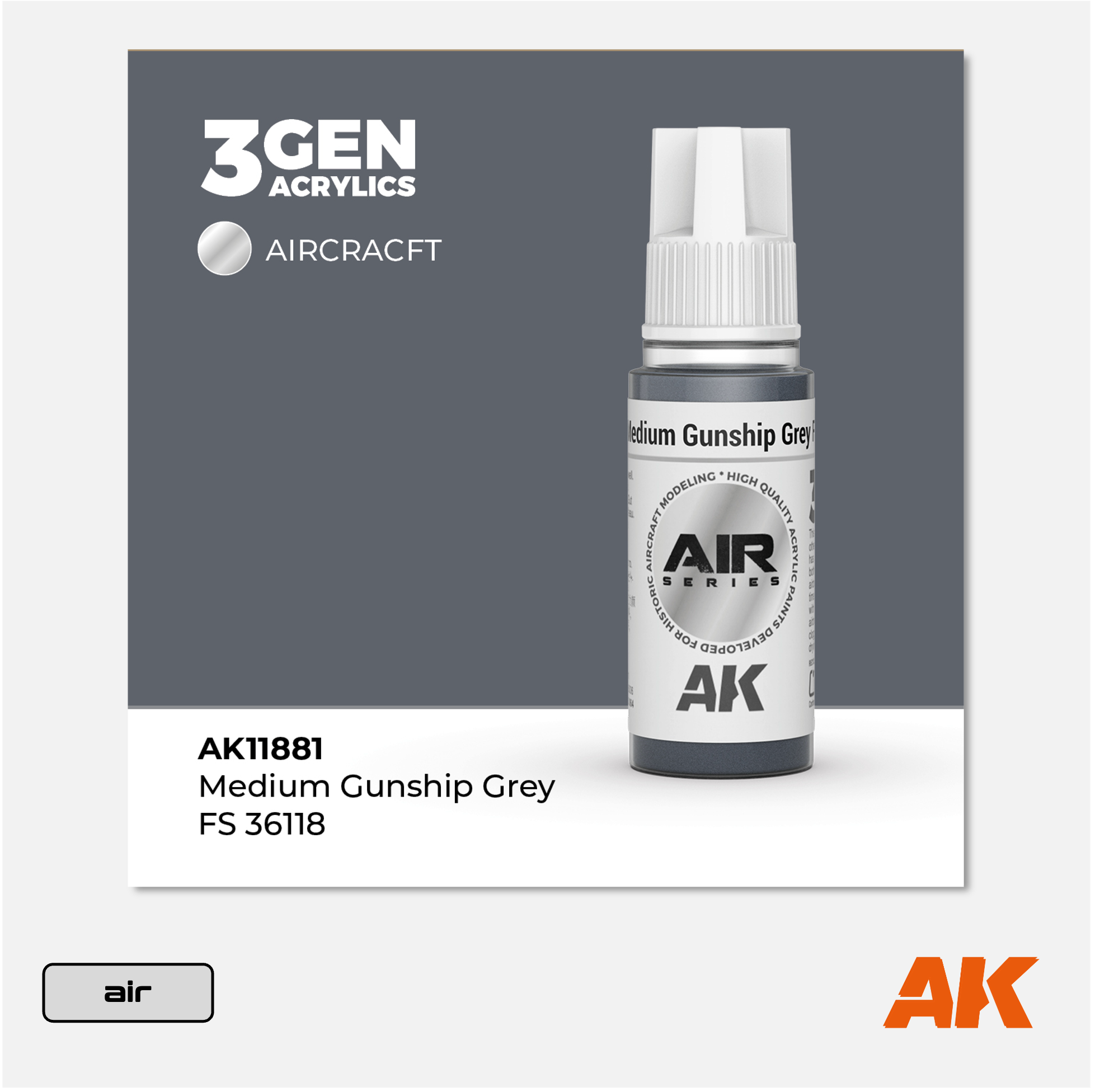 AK 3Gen Acrylics - Medium Gunship Grey FS 36118