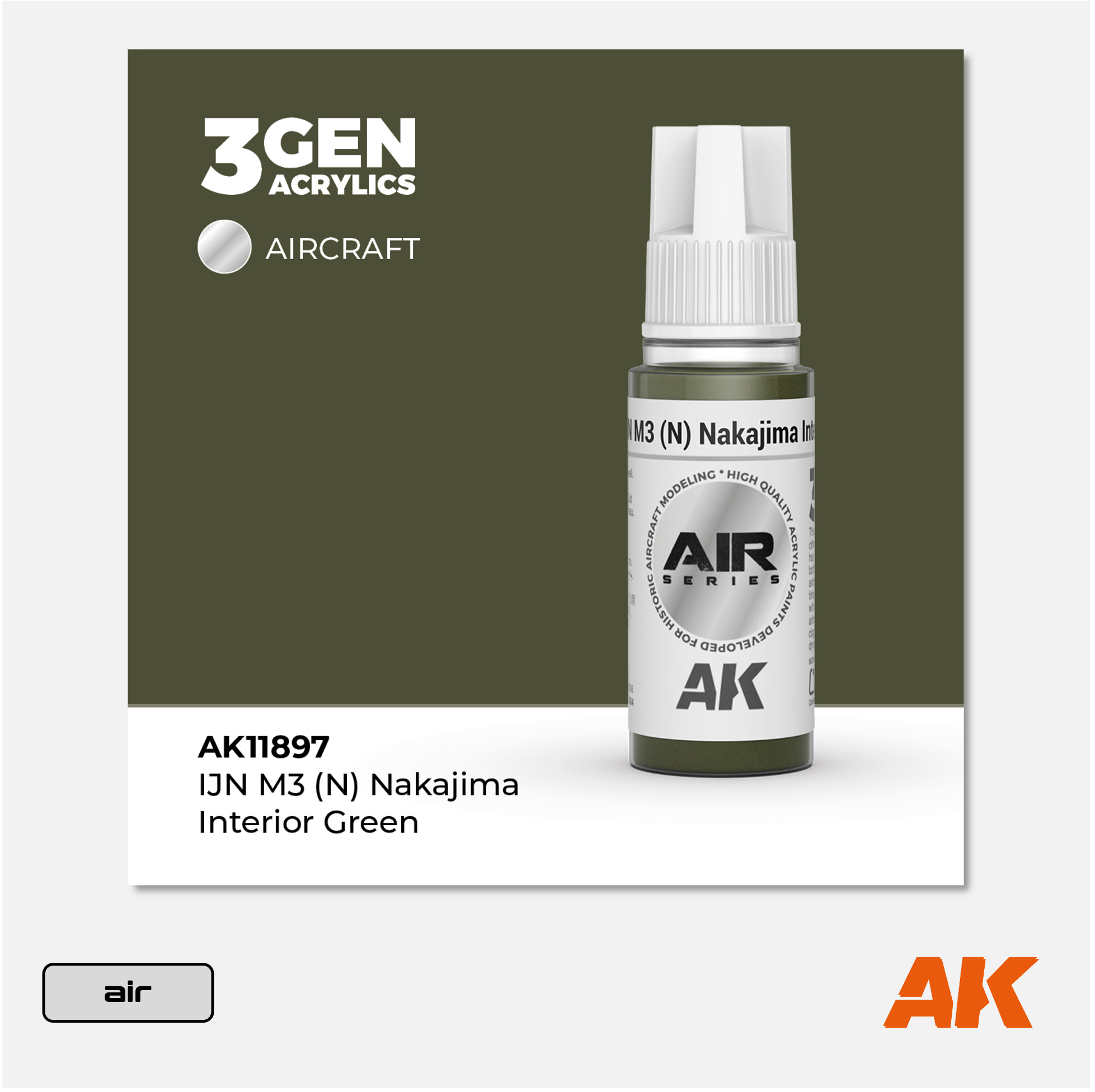 AK 3Gen Acrylics - IJN M3 (N) Nakajima Interior Green