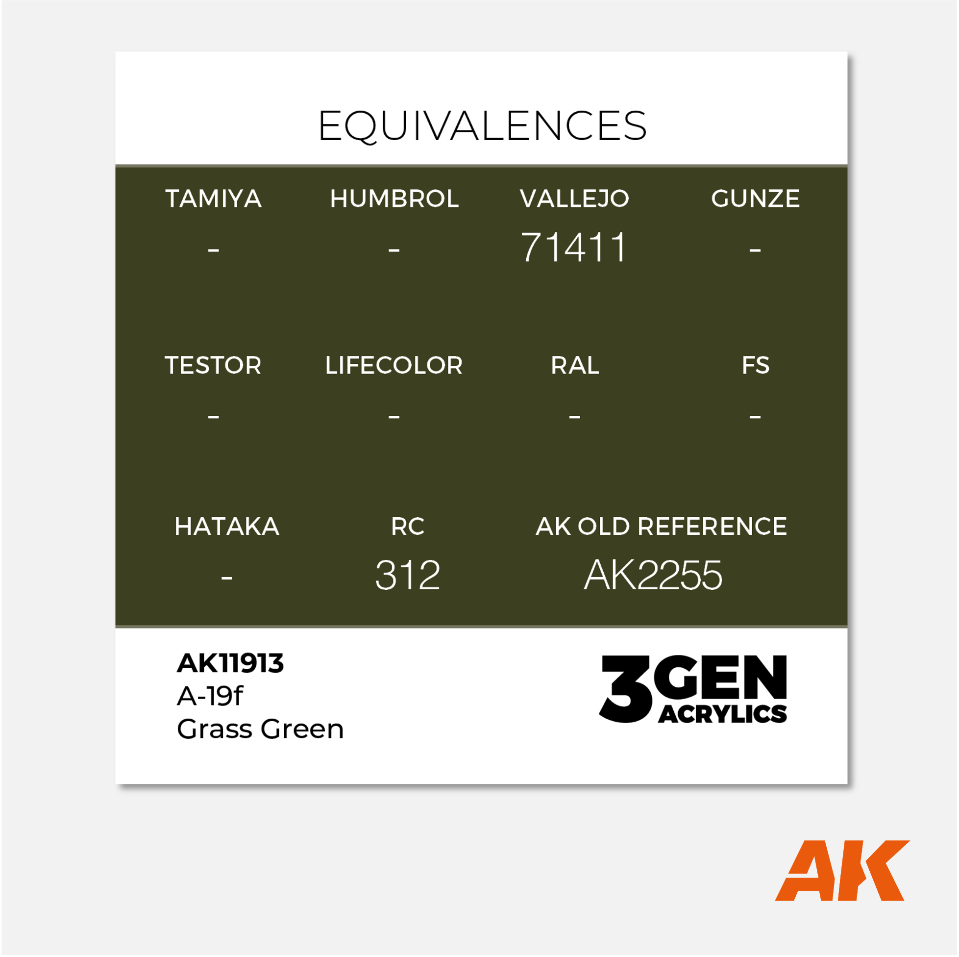 AK 3Gen Acrylics - A-19f Grass Green