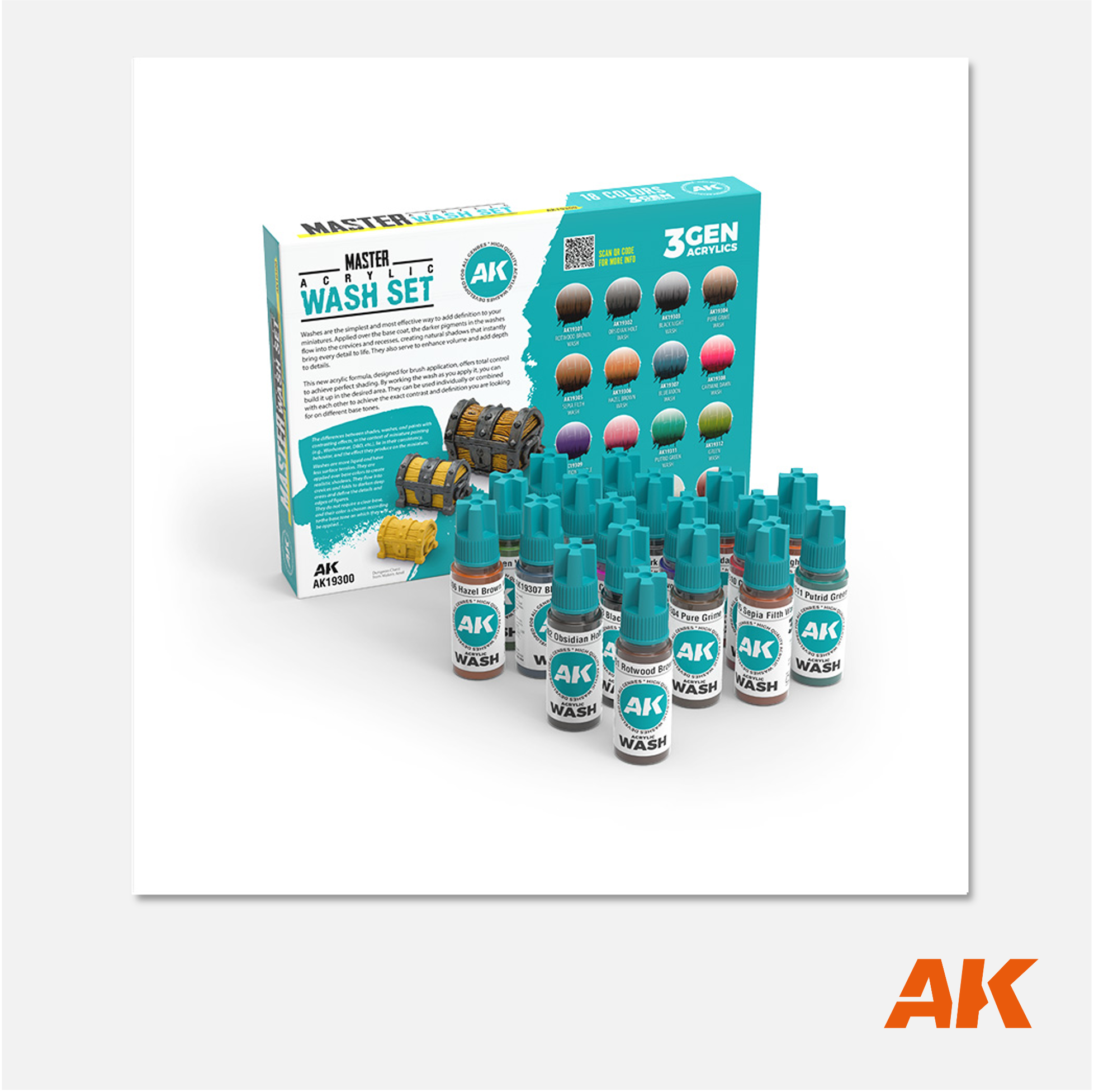 AK Interactive - Acrylic Wash Set - Full Range 19 colors - AK19300 - Gothaforce