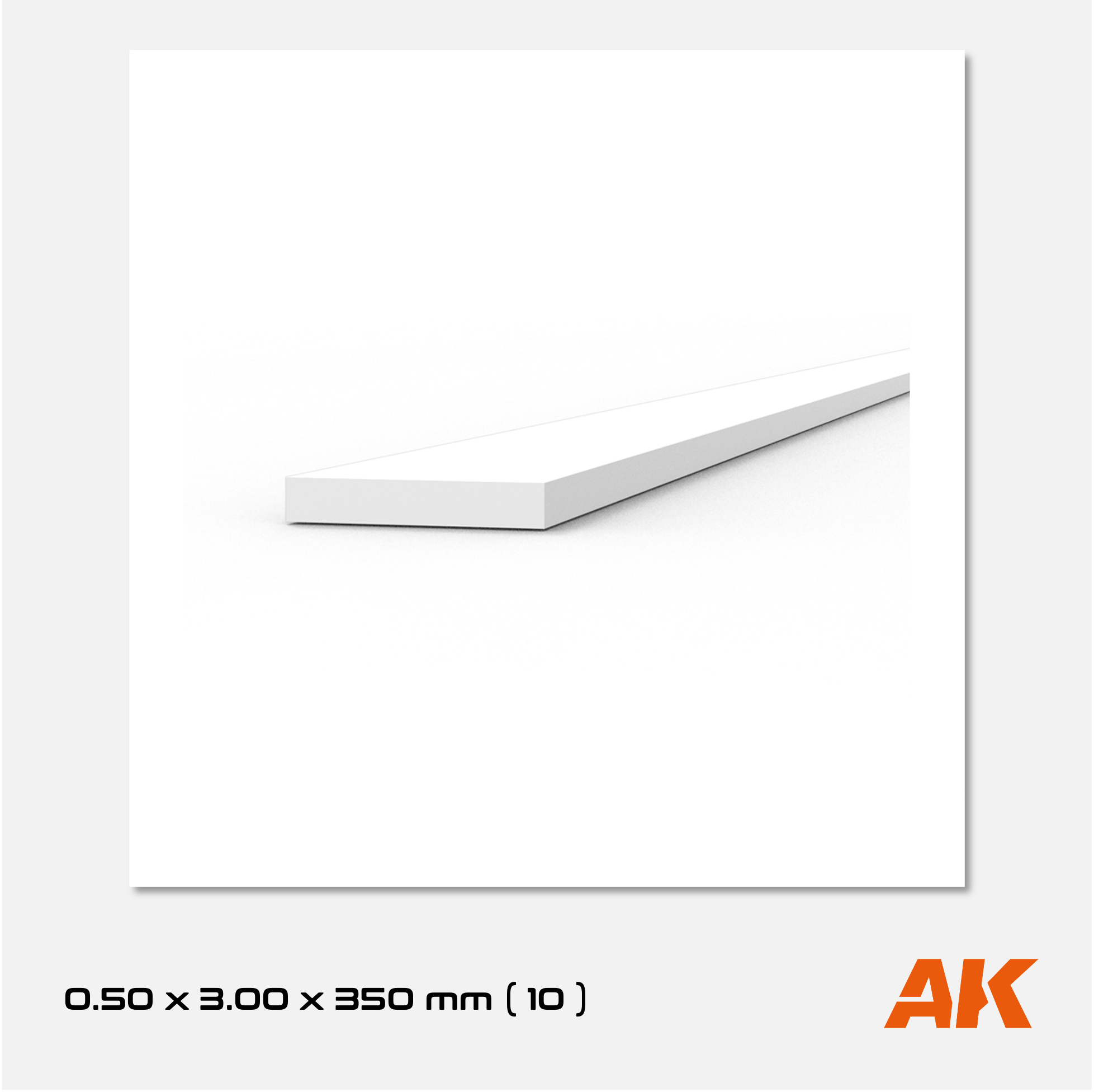 AK Styrene Strip 0.50mm x 3.00mm x 350mm (10 units)