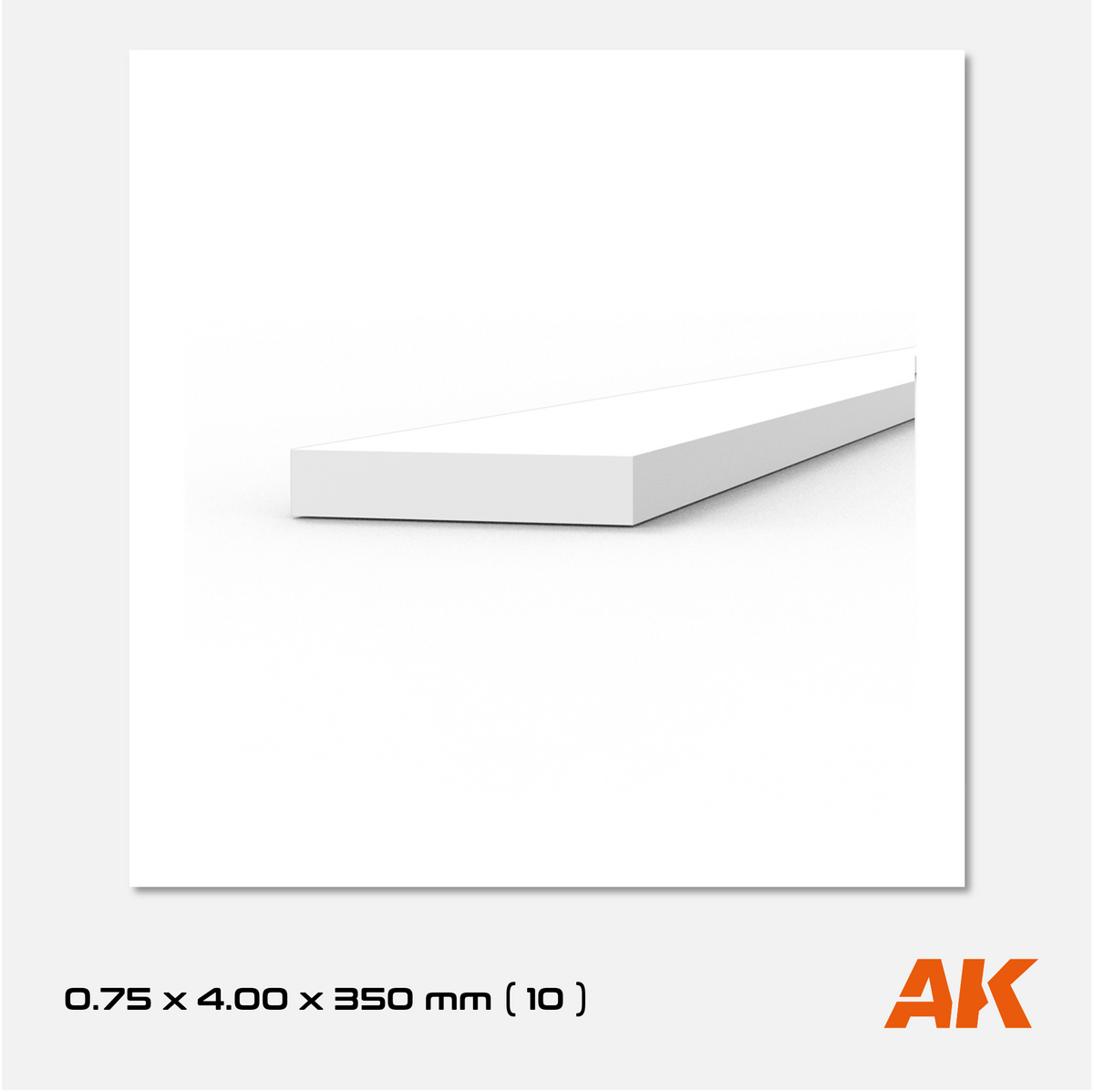 AK Styrene Strip 0.75mm x 4.00mm x 350mm (10 units)