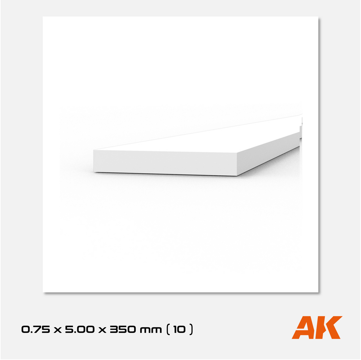 AK Styrene Strip 0.75mm x 5.00mm x 350mm (10 units)