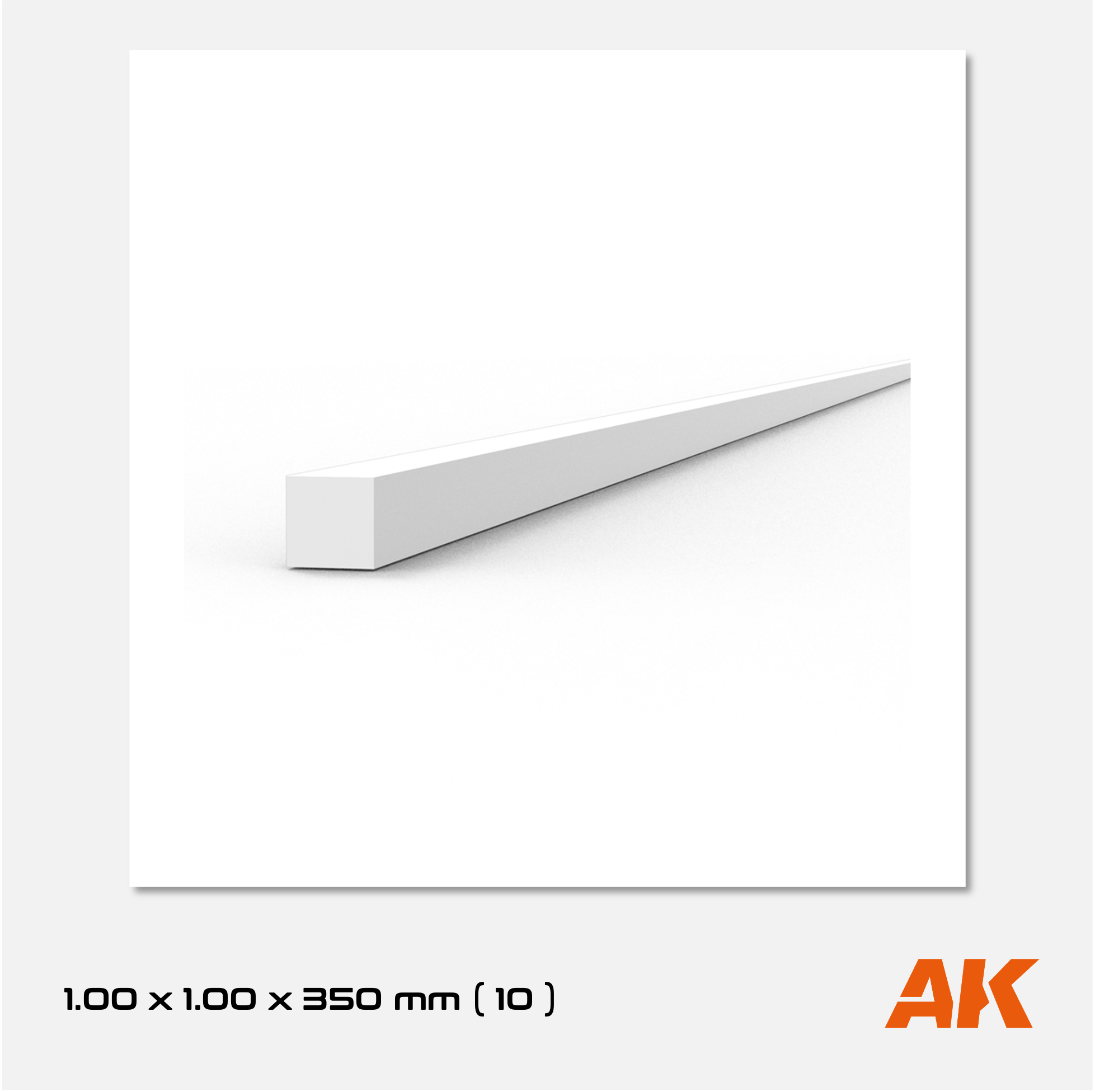 AK Styrene Strip 1.00mm x 1.00mm x 350mm (10 units)