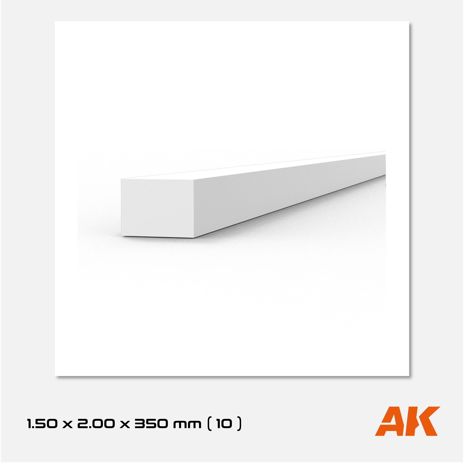 AK Styrene Strip 1.50mm x 2.00mm x 350mm (10 units)