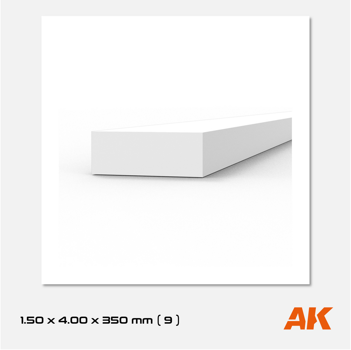 AK Styrene Strip 1.50mm x 4.00mm x 350mm (9 units)