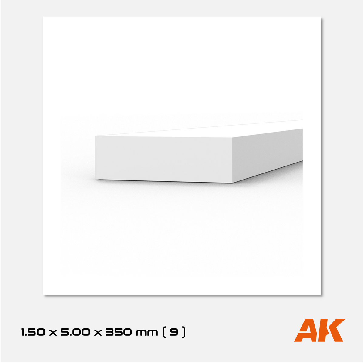 AK Styrene Strip 1.50mm x 5.00mm x 350mm (9 units)