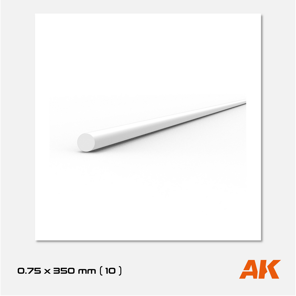 AK Styrene Rod - 0.75mm x 350mm (10 units)