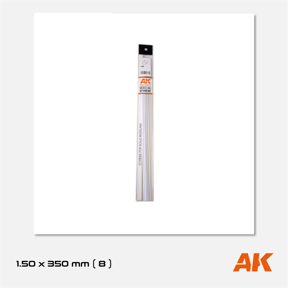 AK Styrene Rod - 1.50mm x 350mm (8 units)