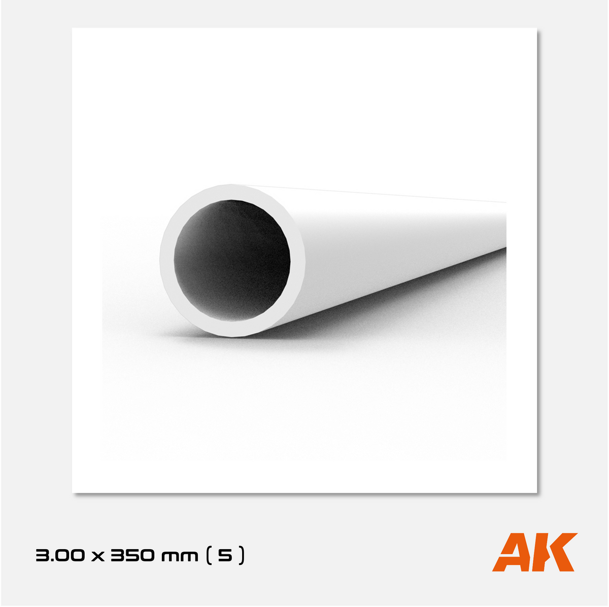 AK Styrene Round Tube - 3.00mm x 350mm (5 units)