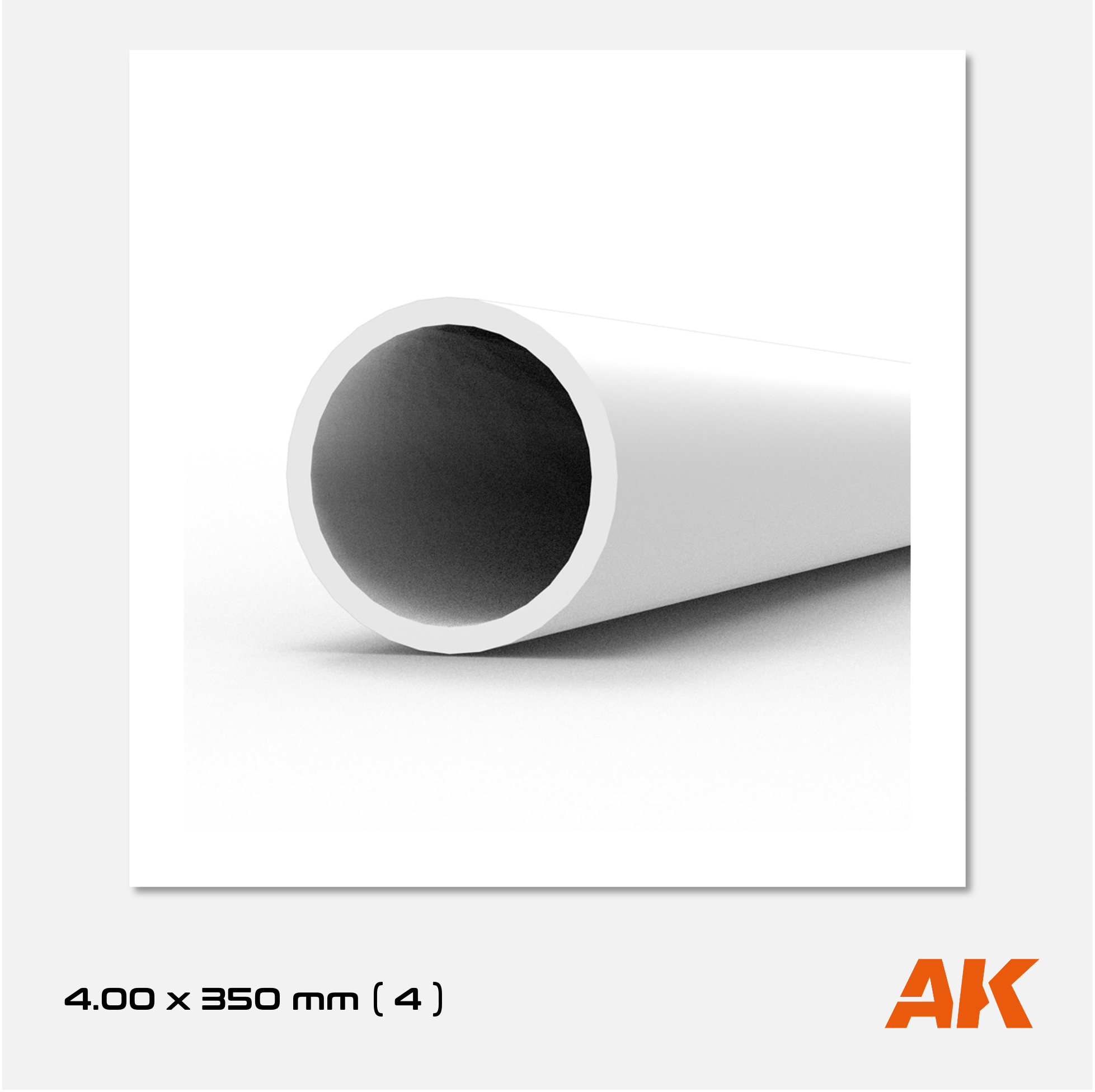 AK Styrene Round Tube - 4.00mm x 350mm (4 units)