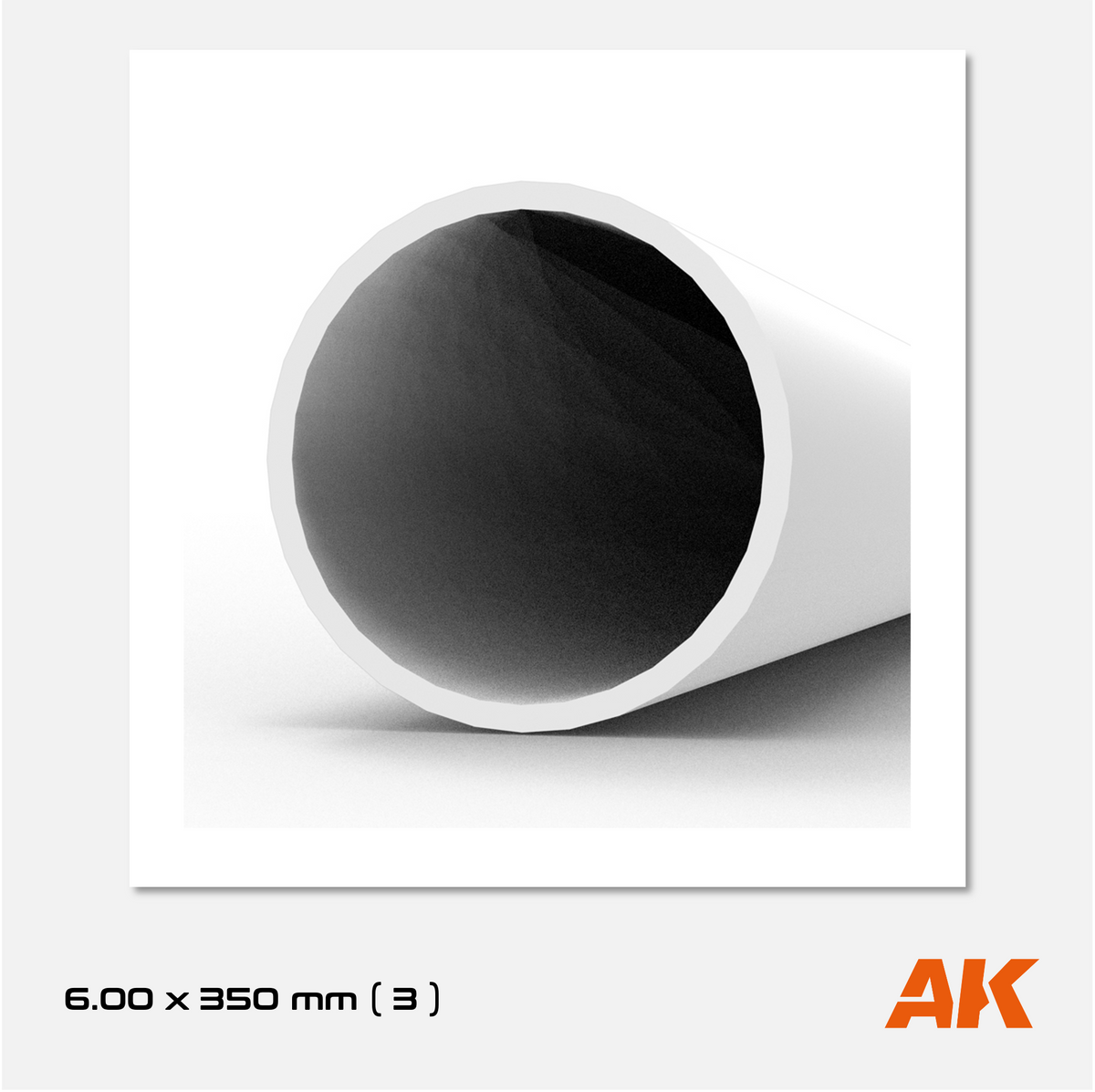 AK Styrene Round Tube - 6.00mm x 350mm (3 units)