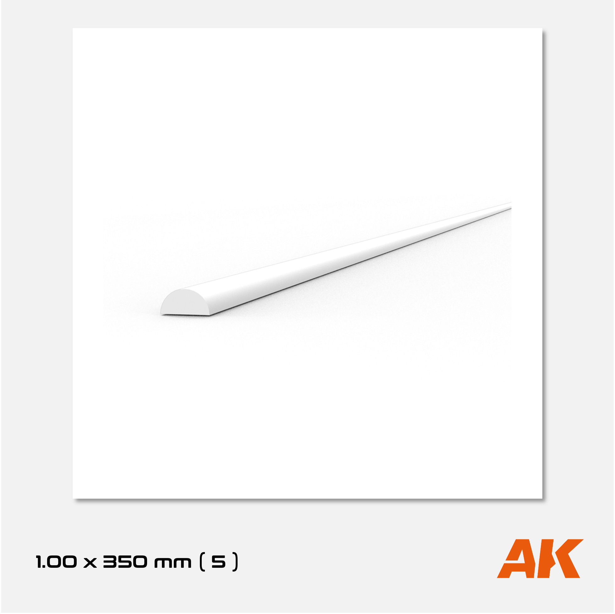 AK Styrene Half Cane - 1.00mm x 350mm (5 units)