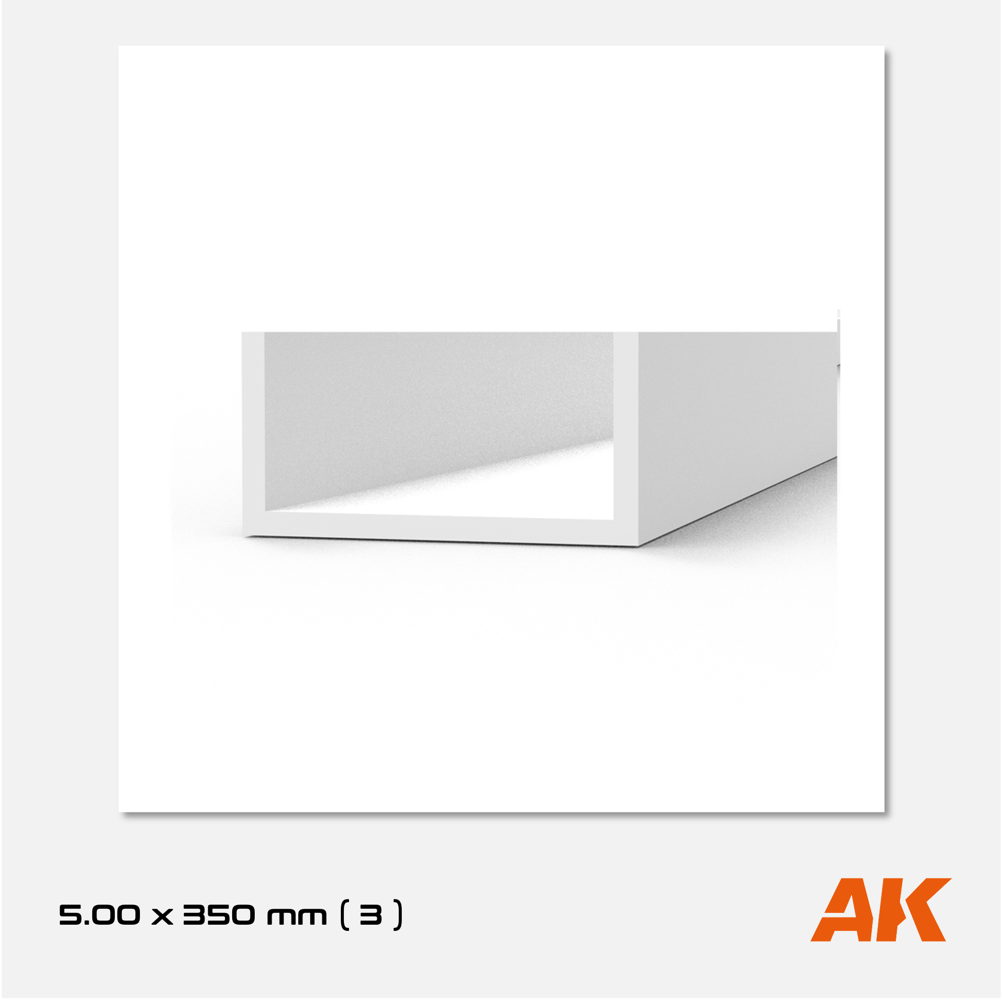 AK Styrene U-Channel - 5.00mm width x 350mm (3 units)