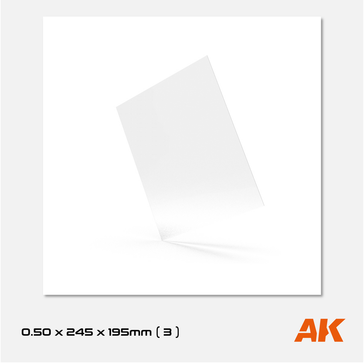 AK Styrene Sheet - 0.50mm thickness - 245mm x 295mm (3 units)
