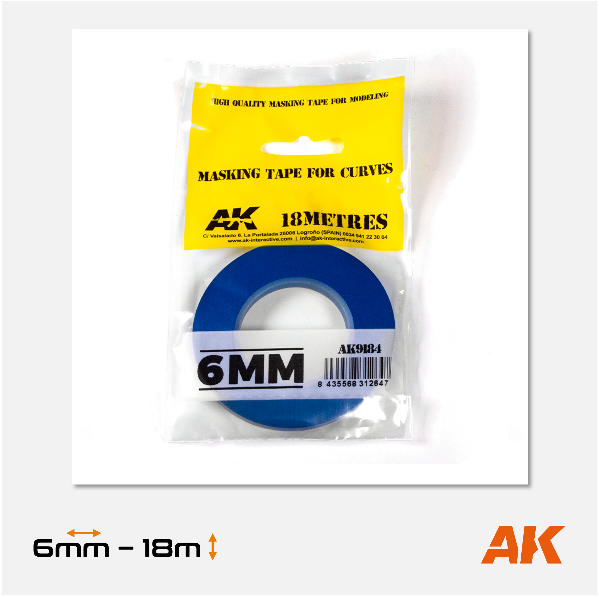 AK Masking Tape for Curves - 6mm
