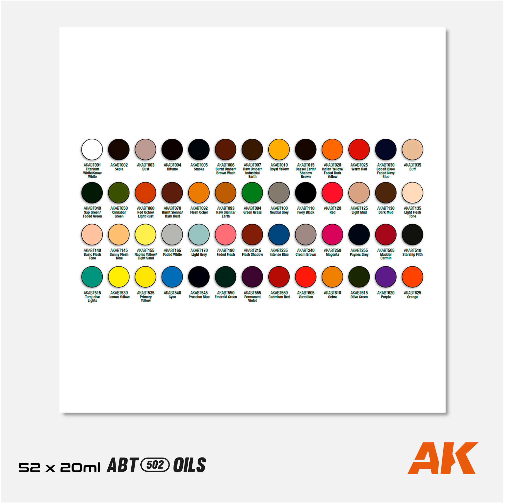 AK Interactive - Abteilung 502 Oils - Special Box with full range of 52 colors - AKABT1000 - Gothaforce